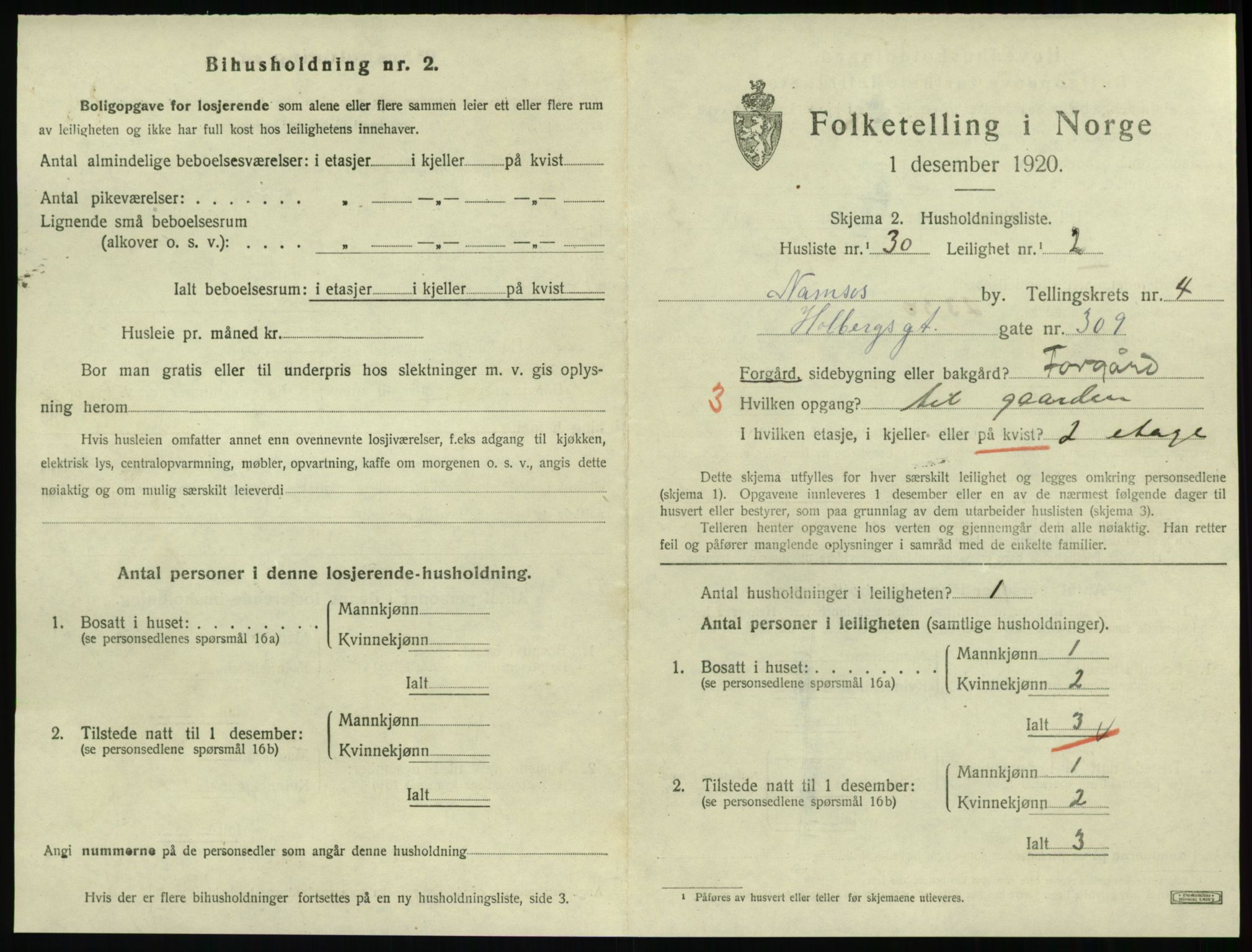 SAT, 1920 census for Namsos, 1920, p. 1513