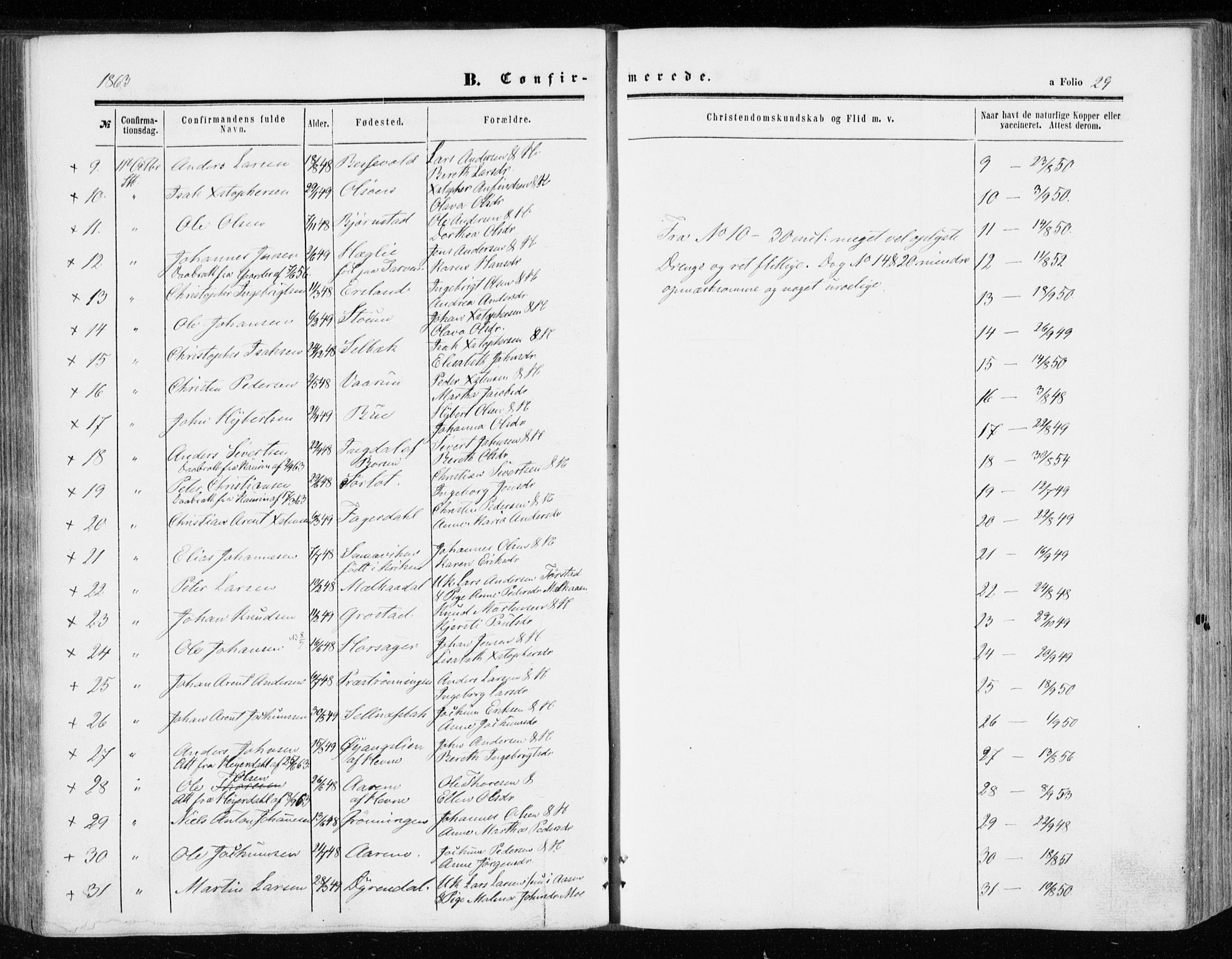 Ministerialprotokoller, klokkerbøker og fødselsregistre - Sør-Trøndelag, SAT/A-1456/646/L0612: Parish register (official) no. 646A10, 1858-1869, p. 29