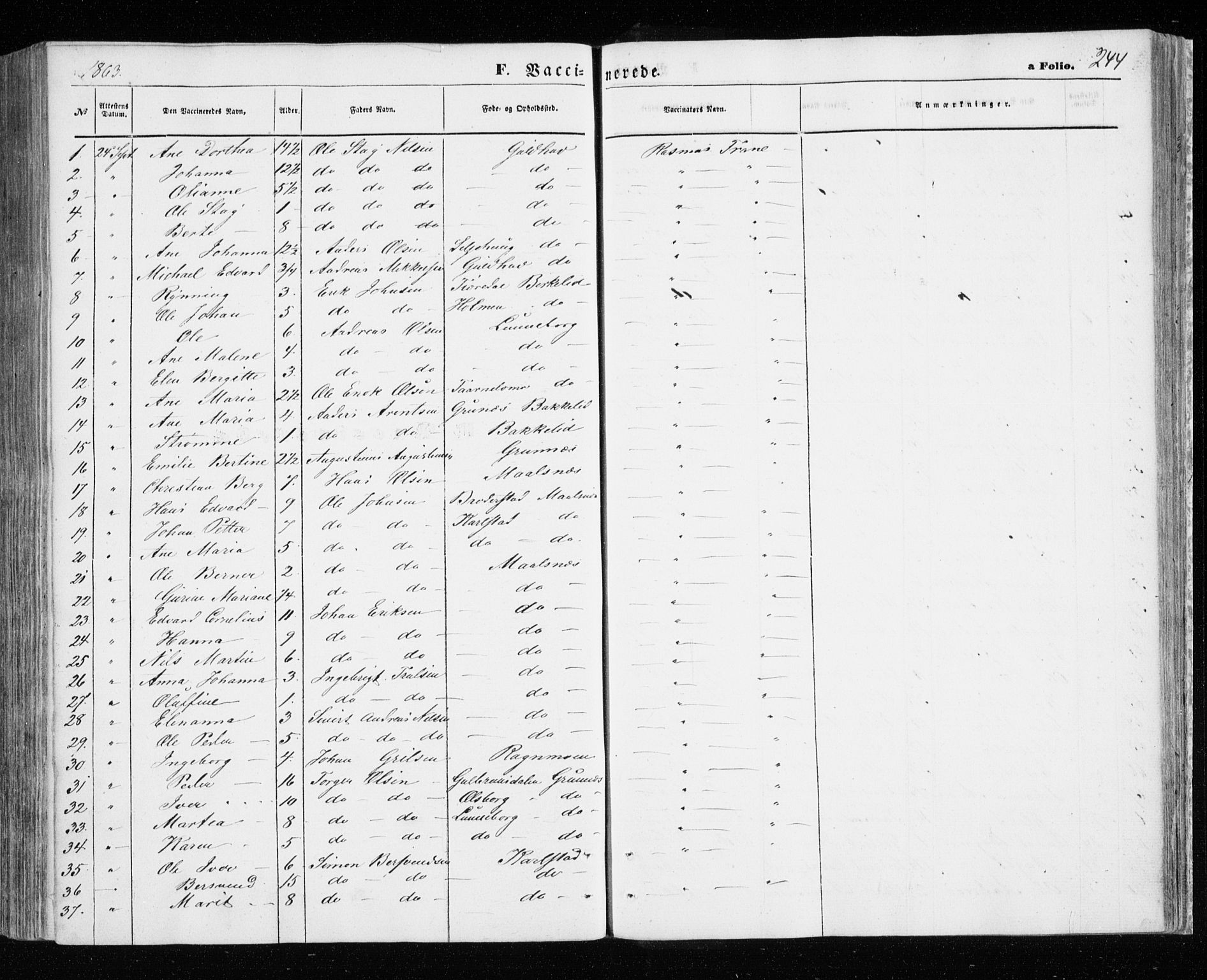 Målselv sokneprestembete, SATØ/S-1311/G/Ga/Gaa/L0004kirke: Parish register (official) no. 4, 1863-1872, p. 244