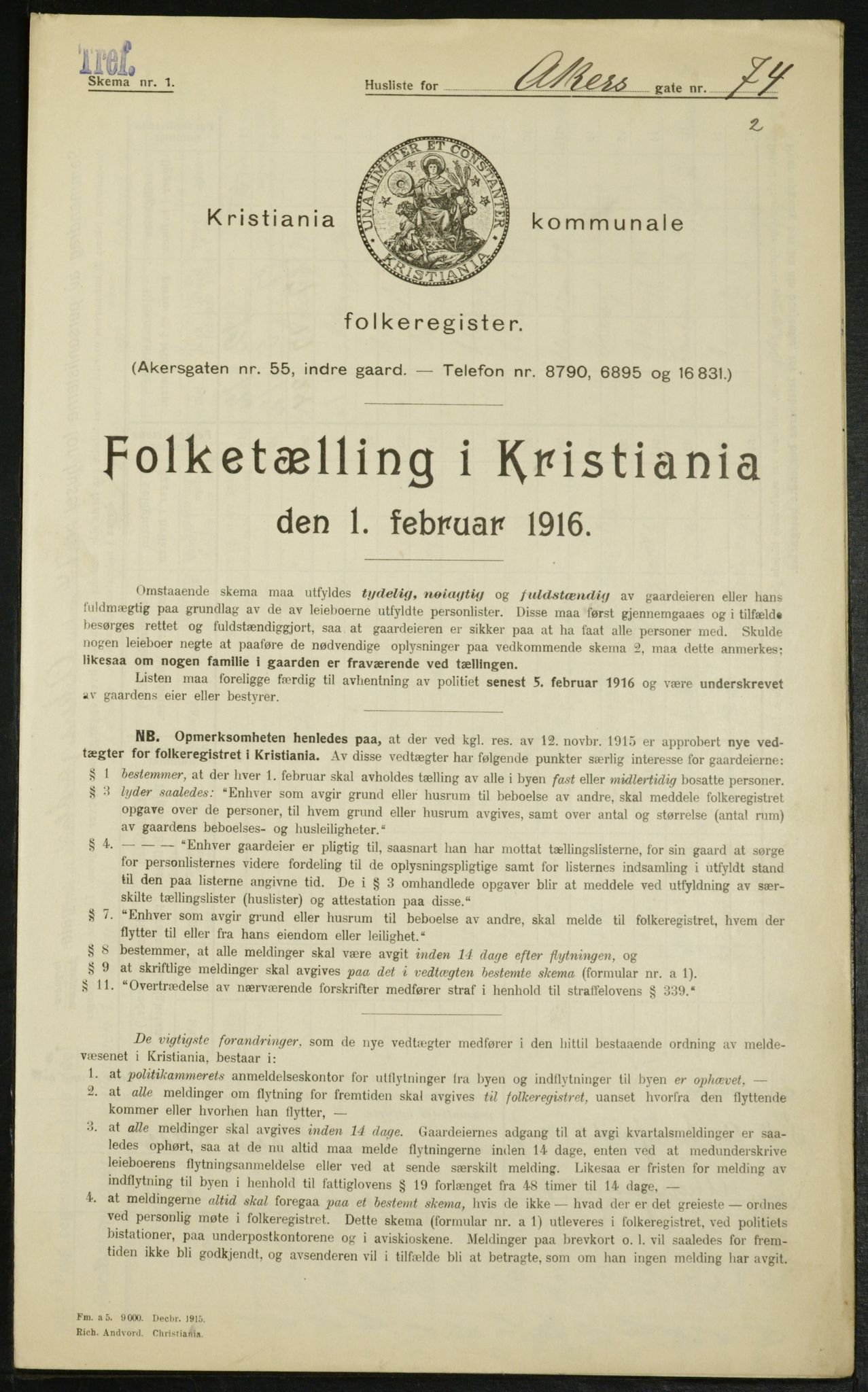 OBA, Municipal Census 1916 for Kristiania, 1916, p. 747