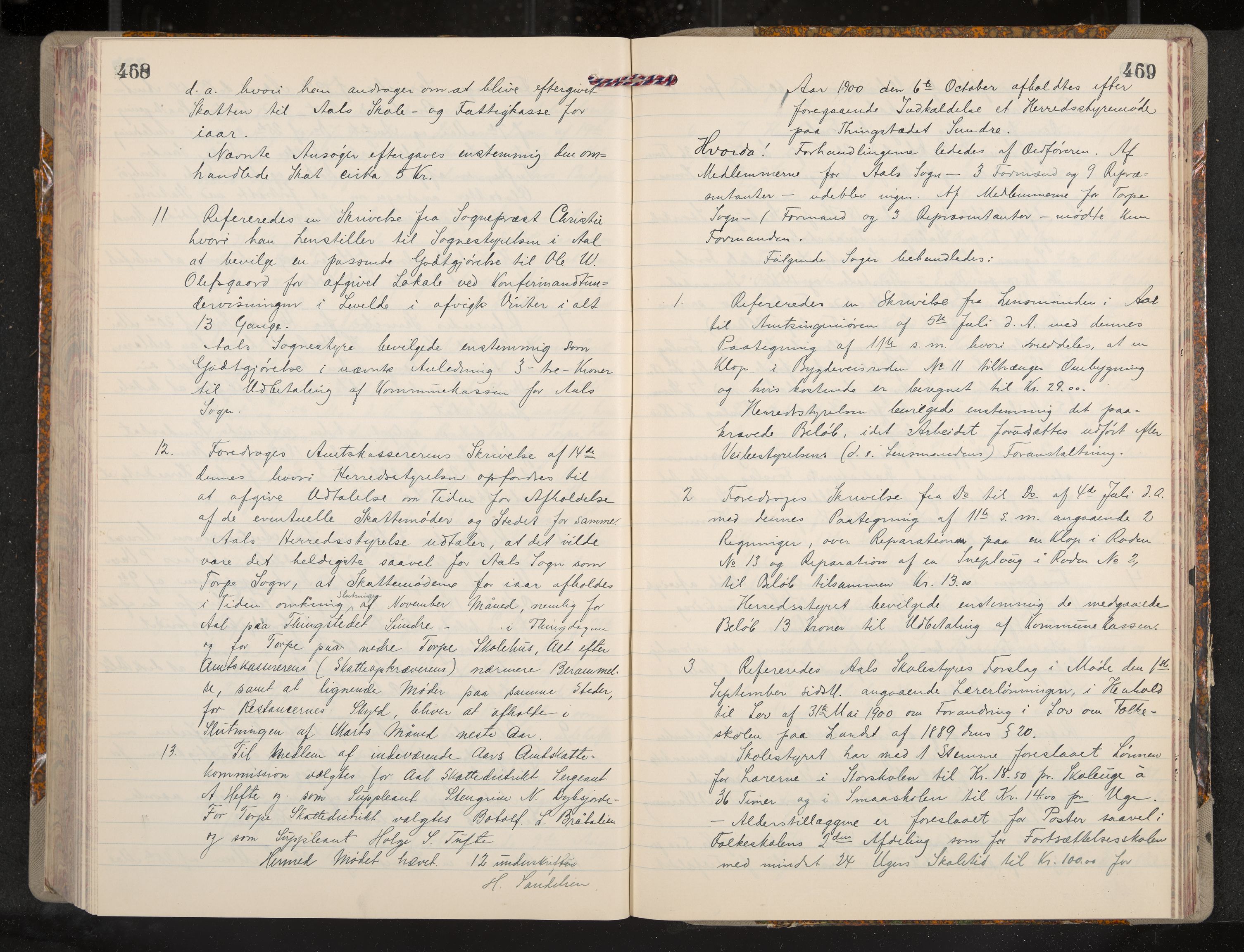 Ål formannskap og sentraladministrasjon, IKAK/0619021/A/Aa/L0004: Utskrift av møtebok, 1881-1901, p. 468-469