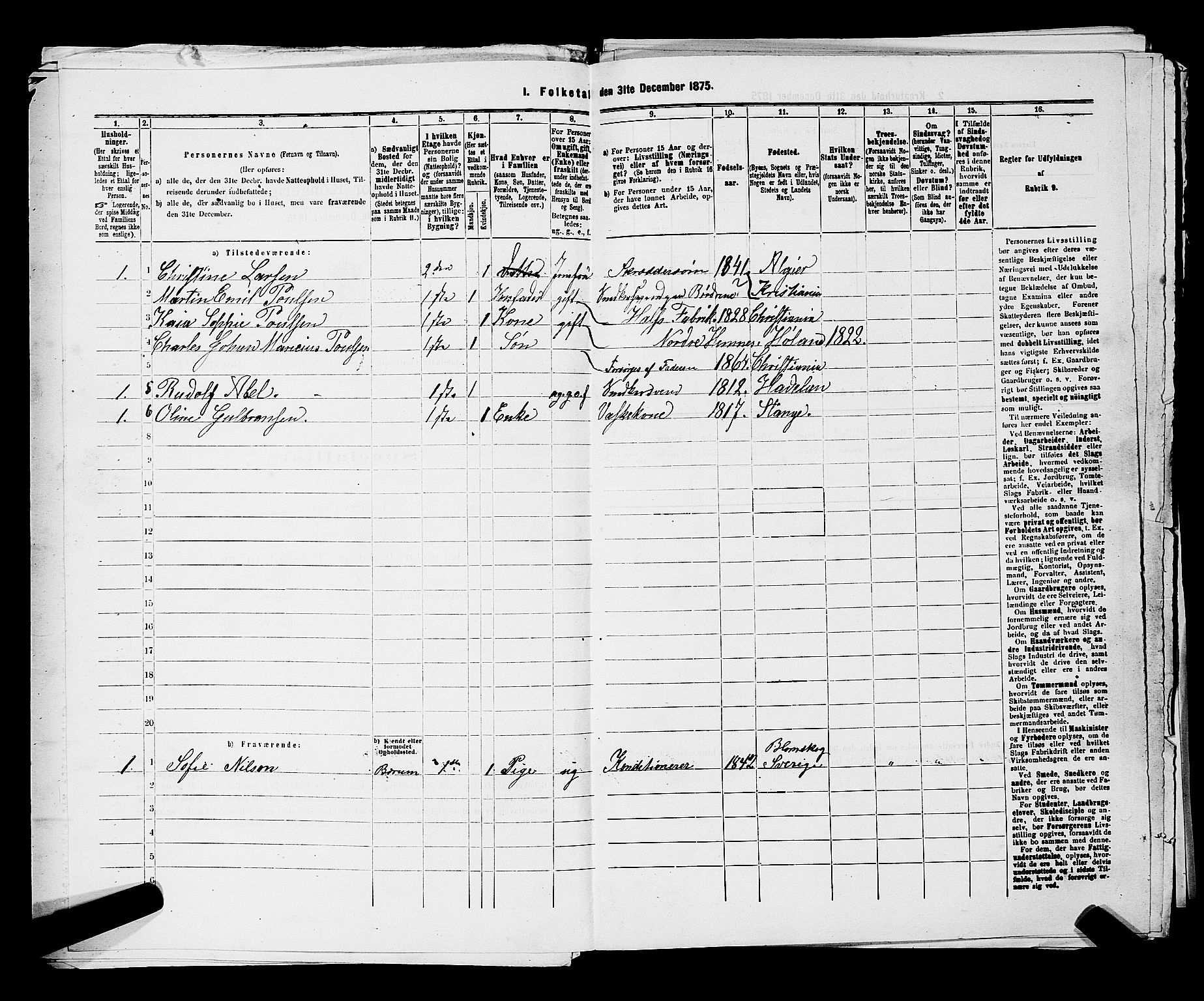 RA, 1875 census for 0301 Kristiania, 1875, p. 4003