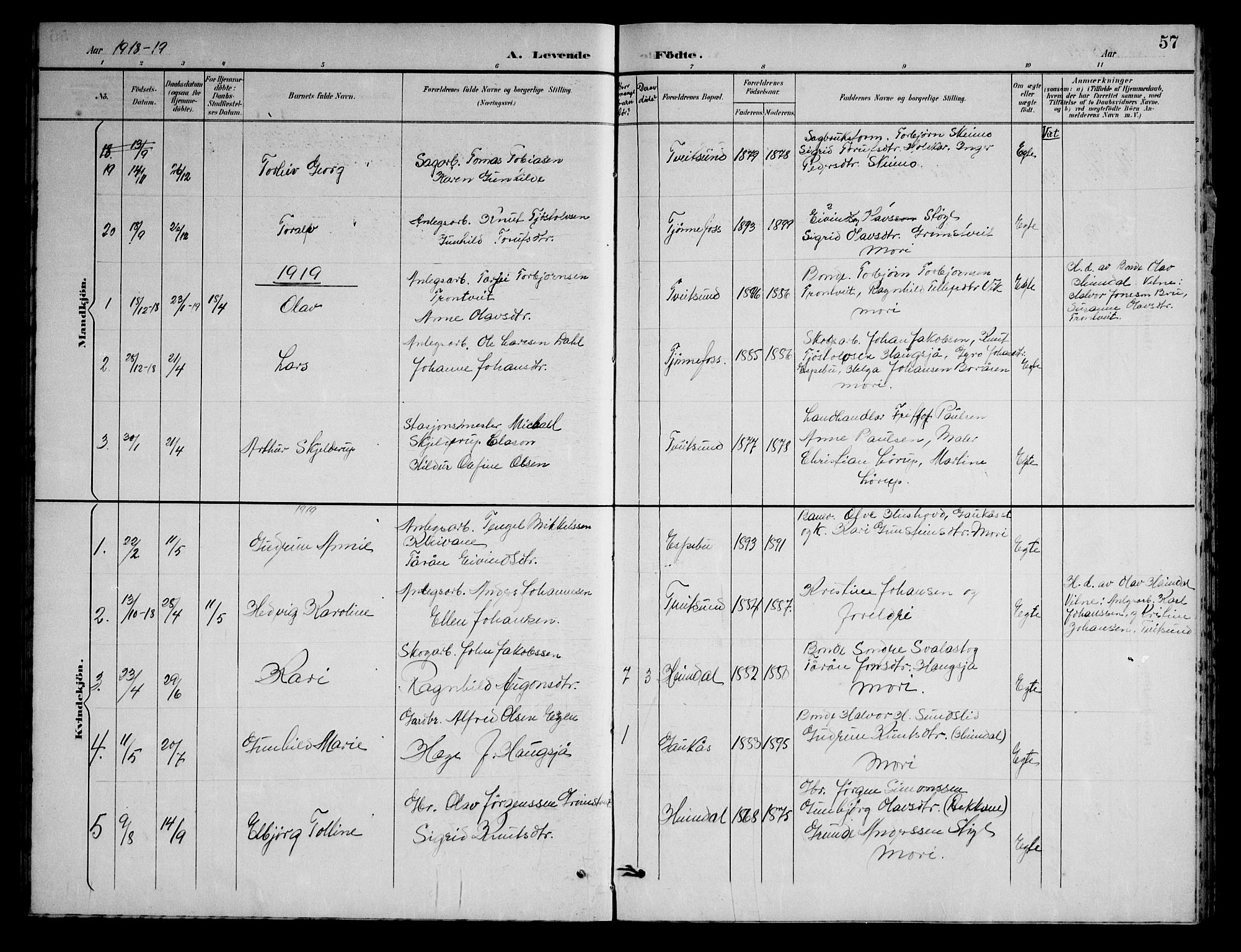Nissedal kirkebøker, SAKO/A-288/G/Gb/L0003: Parish register (copy) no. II 3, 1893-1928, p. 57