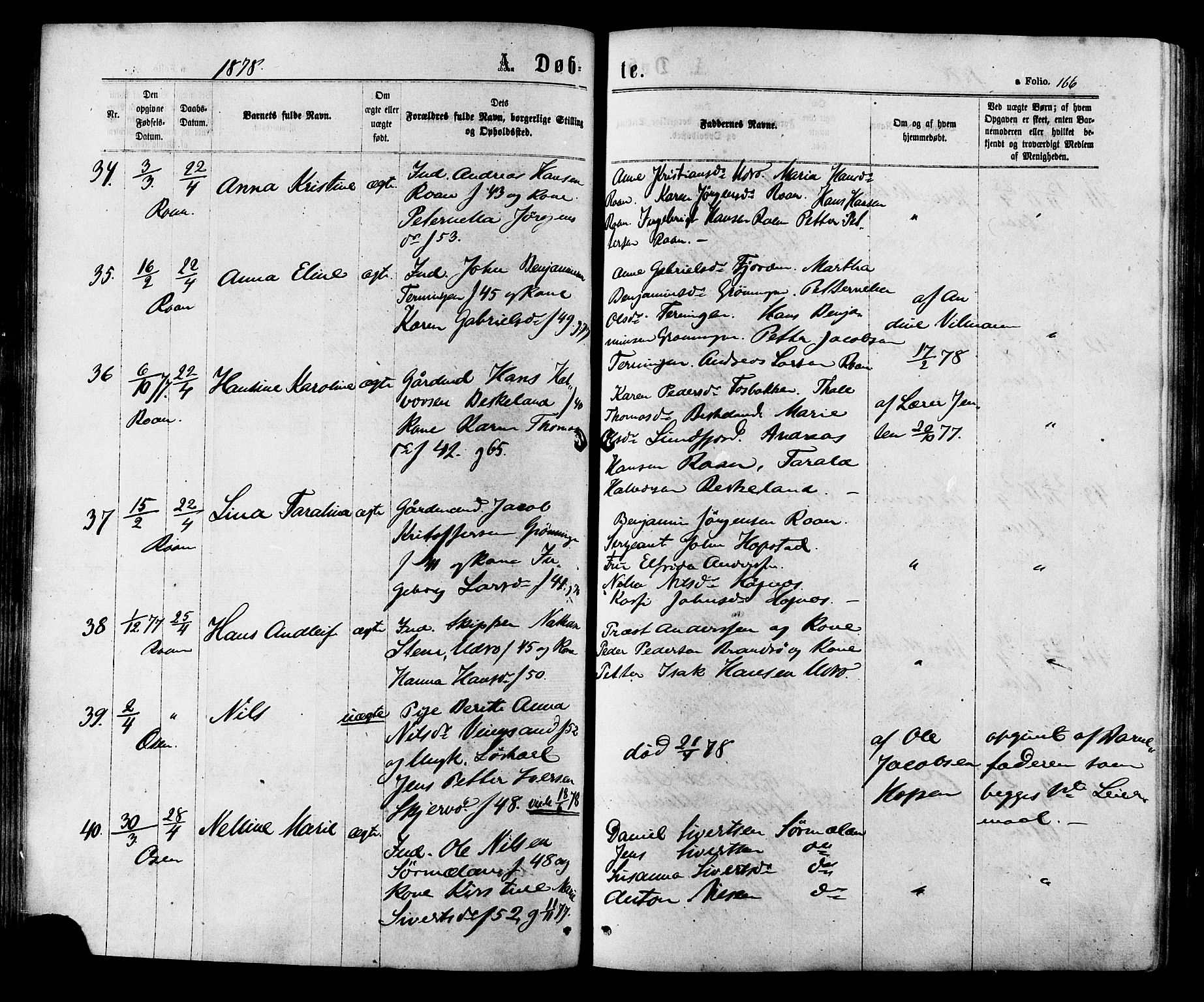 Ministerialprotokoller, klokkerbøker og fødselsregistre - Sør-Trøndelag, AV/SAT-A-1456/657/L0706: Parish register (official) no. 657A07, 1867-1878, p. 166