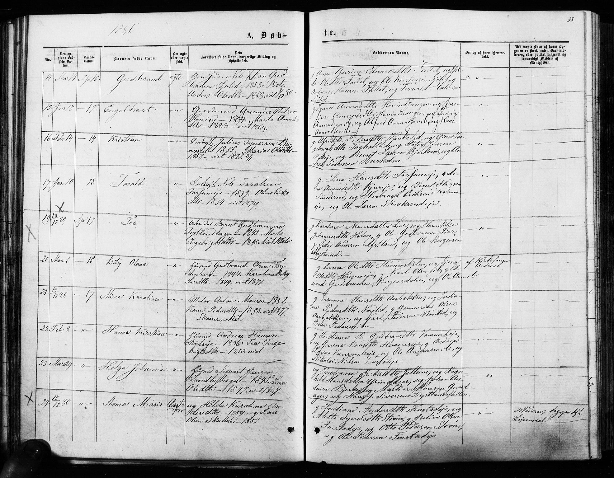 Nes prestekontor Kirkebøker, SAO/A-10410/F/Fa/L0009: Parish register (official) no. I 9, 1875-1882, p. 58