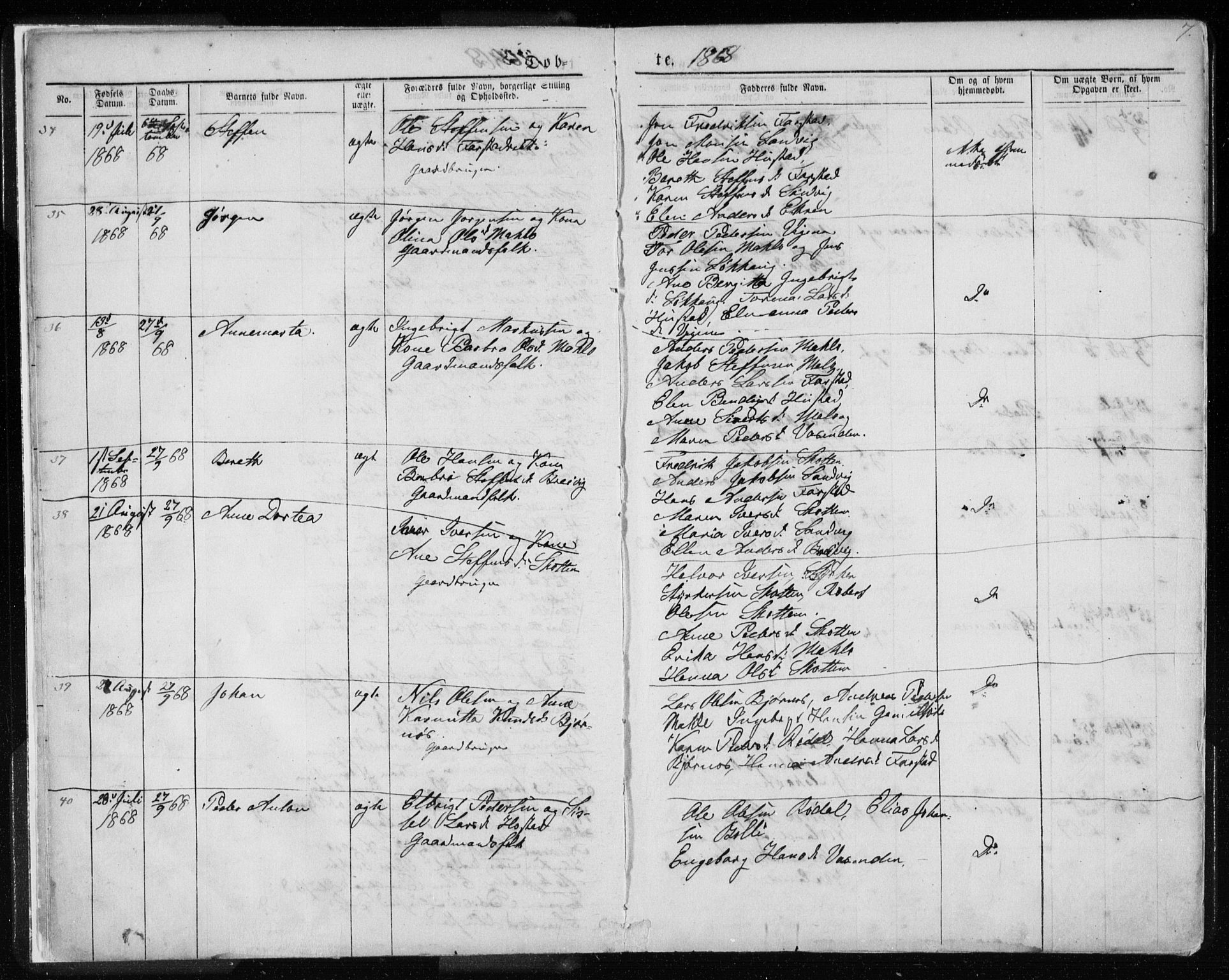 Ministerialprotokoller, klokkerbøker og fødselsregistre - Møre og Romsdal, AV/SAT-A-1454/567/L0782: Parish register (copy) no. 567C02, 1867-1886, p. 7