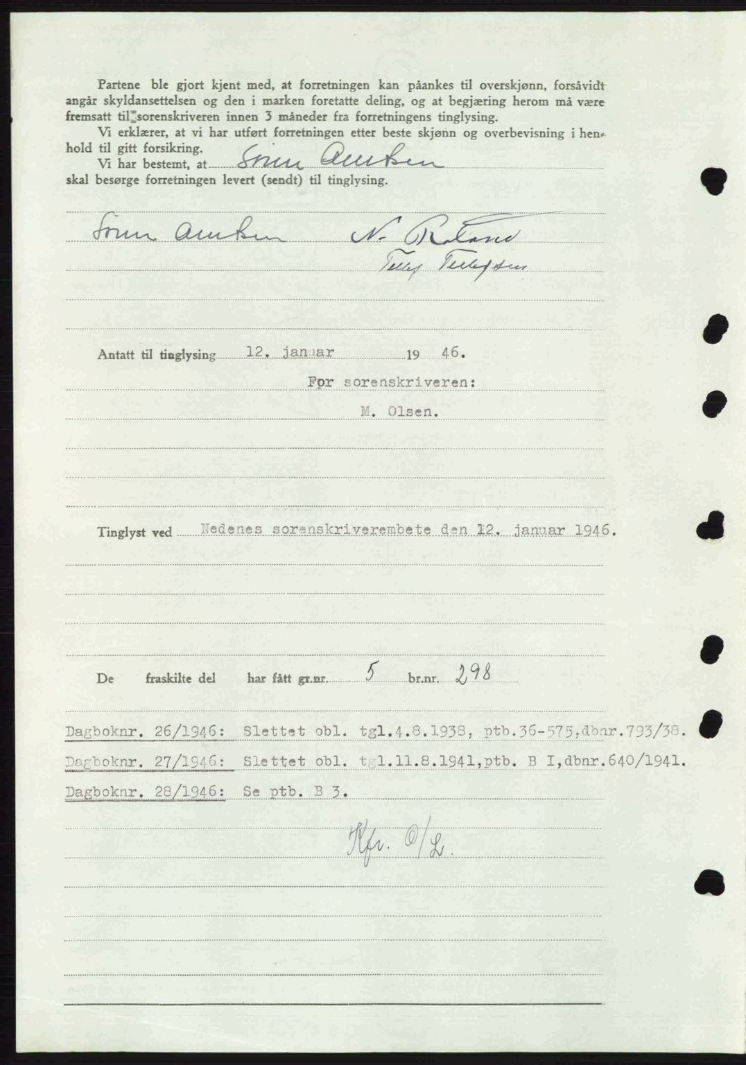 Nedenes sorenskriveri, AV/SAK-1221-0006/G/Gb/Gba/L0054: Mortgage book no. A6c, 1946-1946, Diary no: : 25/1946