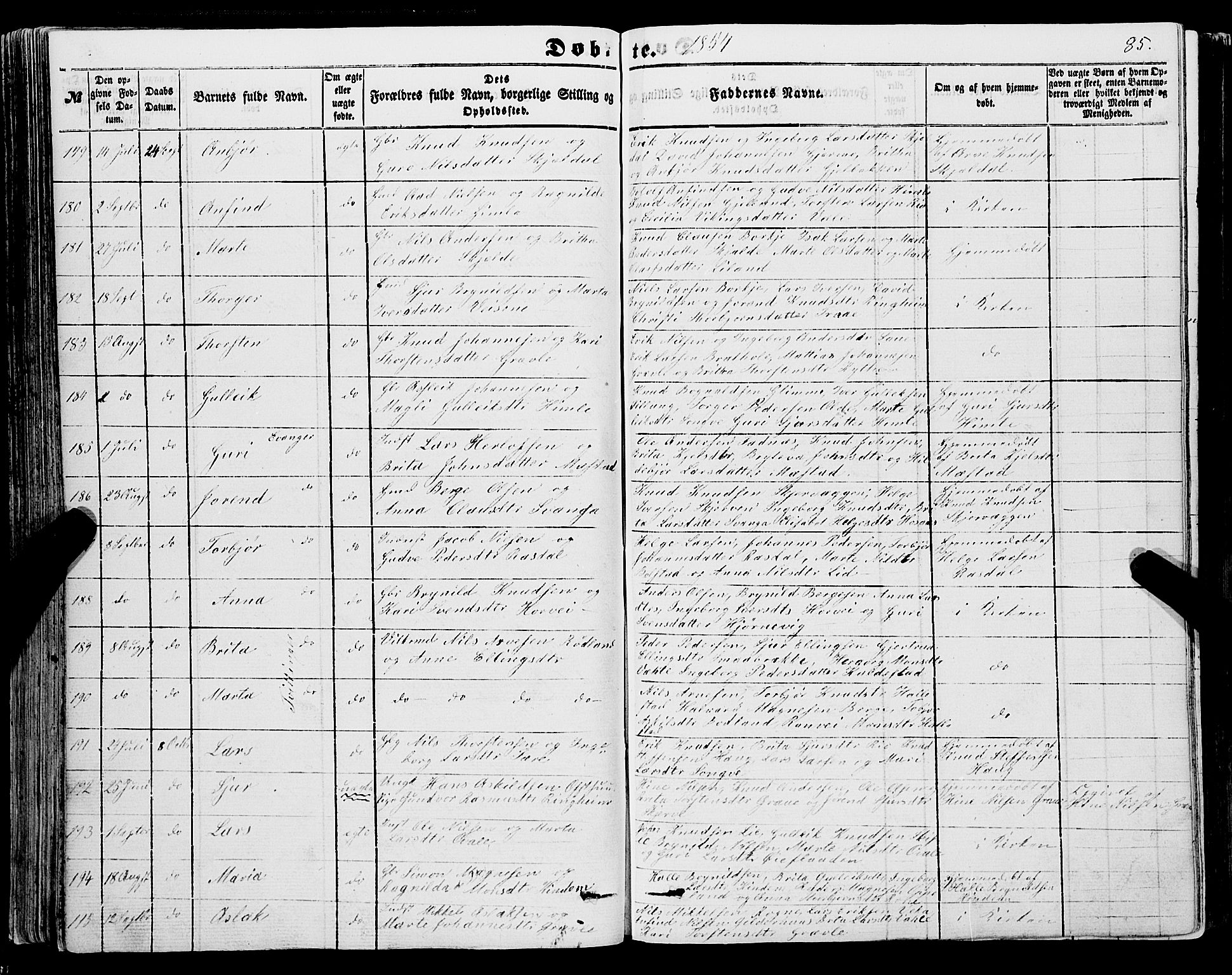 Voss sokneprestembete, AV/SAB-A-79001/H/Haa: Parish register (official) no. A 16, 1849-1863, p. 85