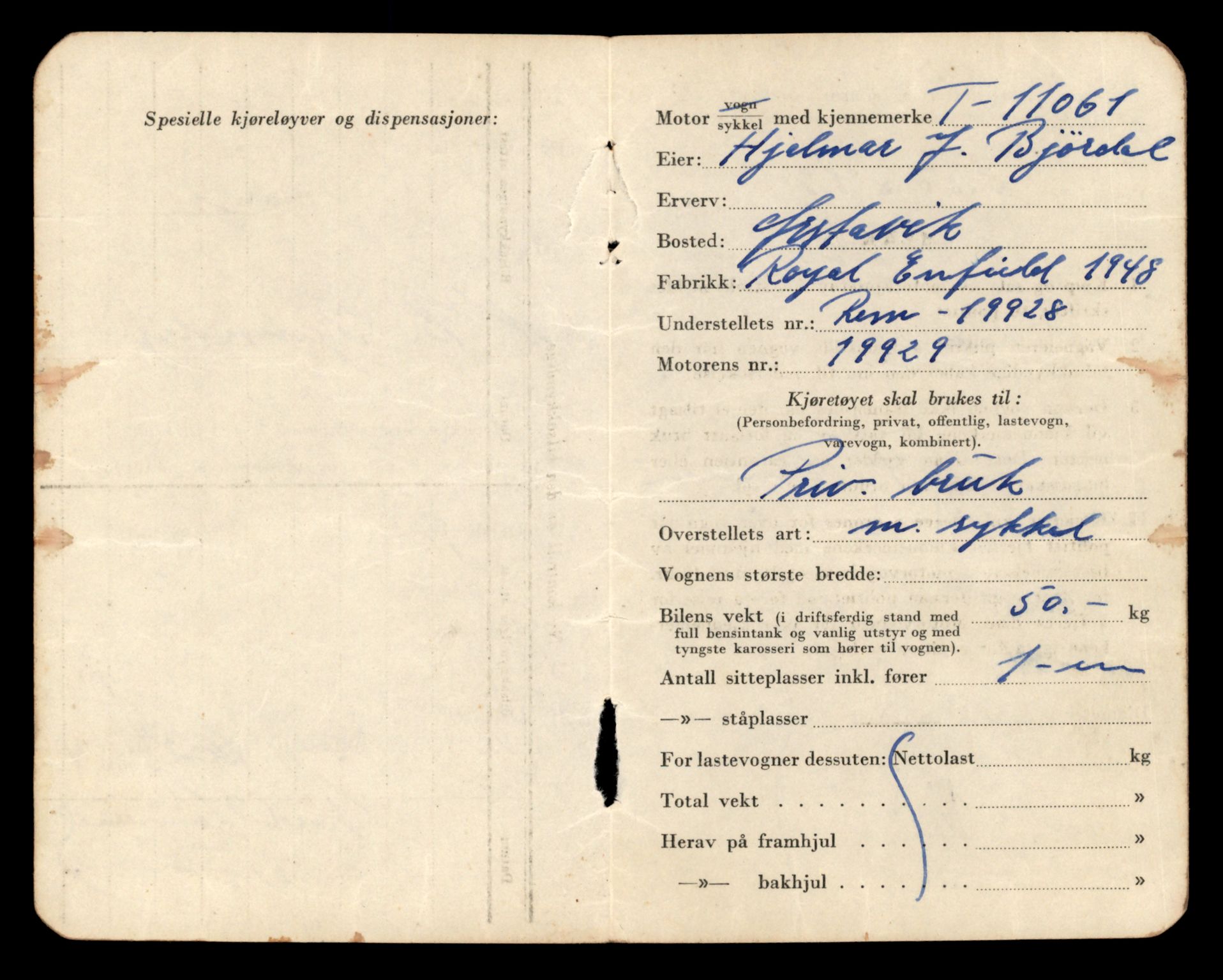 Møre og Romsdal vegkontor - Ålesund trafikkstasjon, AV/SAT-A-4099/F/Fe/L0026: Registreringskort for kjøretøy T 11046 - T 11160, 1927-1998, p. 435