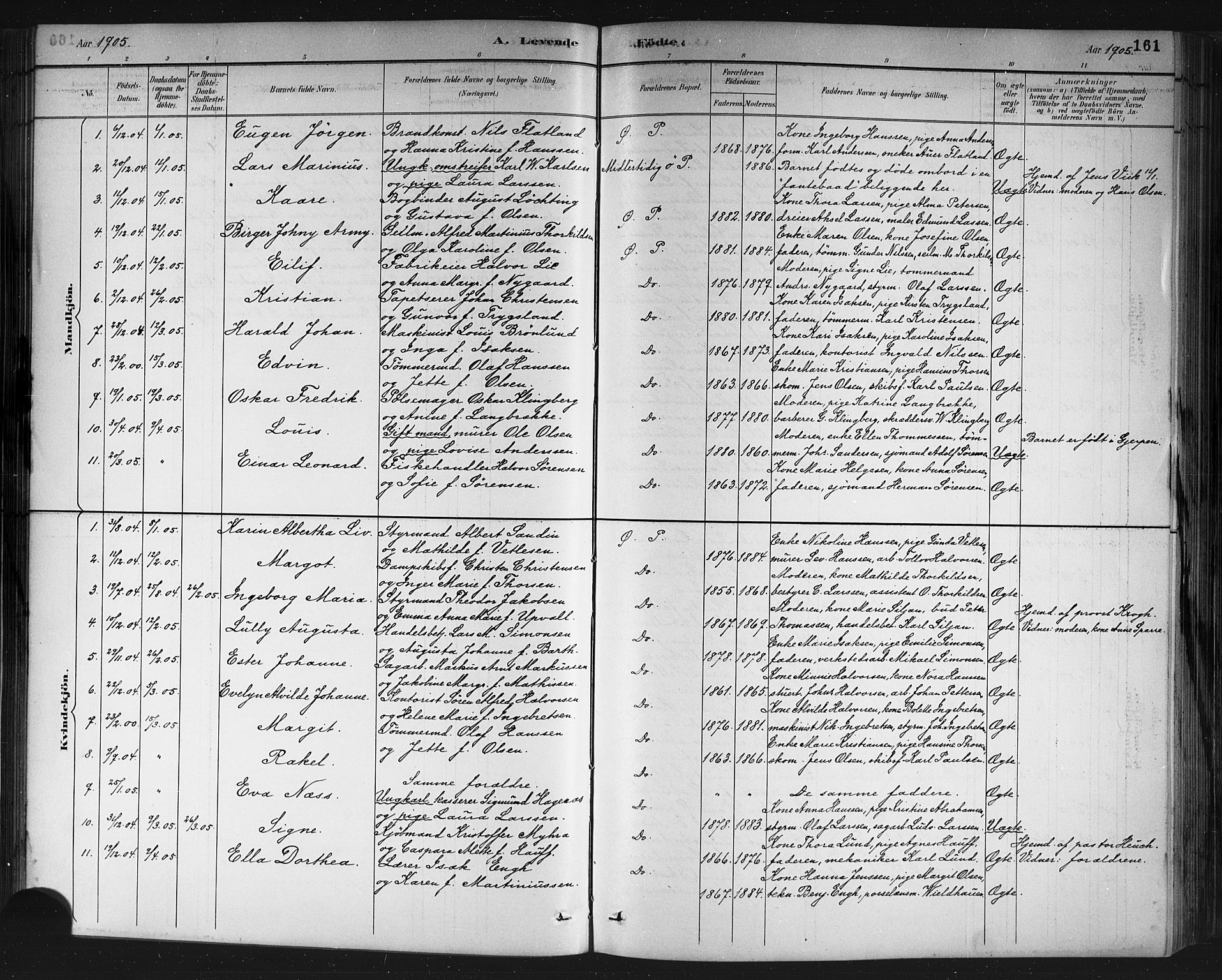 Porsgrunn kirkebøker , SAKO/A-104/G/Gb/L0005: Parish register (copy) no. II 5, 1883-1915, p. 161