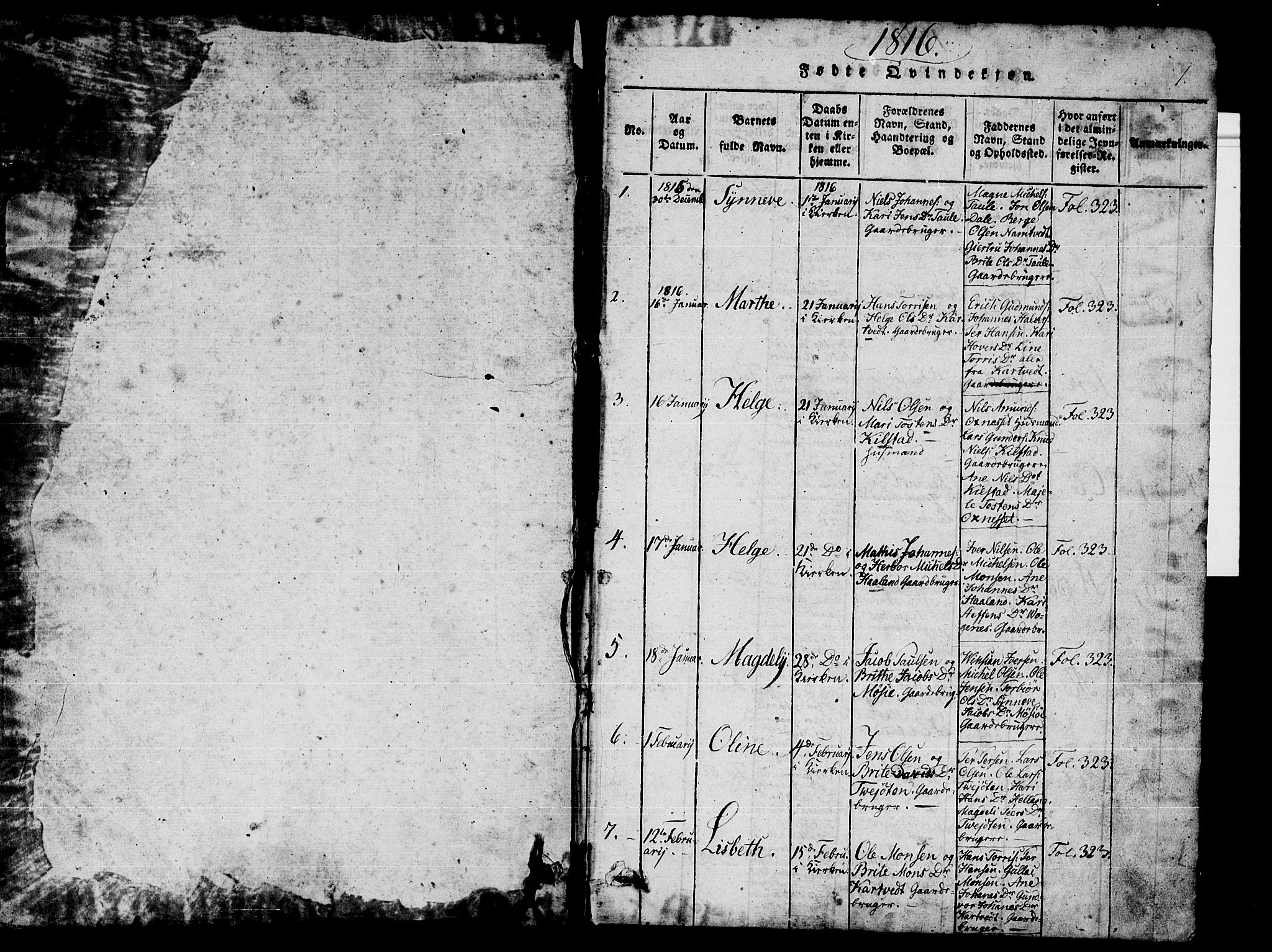 Manger sokneprestembete, SAB/A-76801/H/Haa: Parish register (official) no. A 3, 1816-1824, p. 1