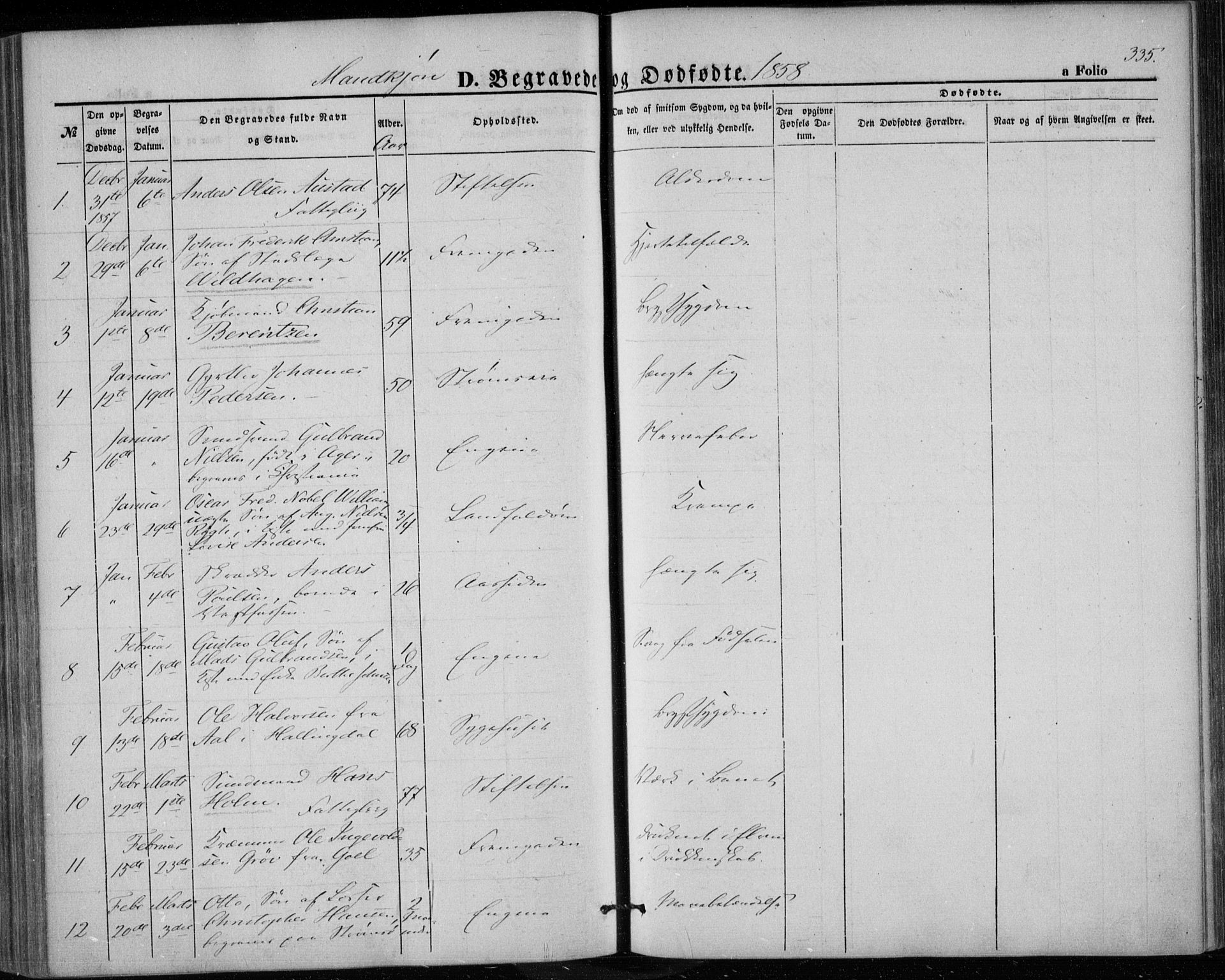 Bragernes kirkebøker, SAKO/A-6/F/Fb/L0002: Parish register (official) no. II 2, 1848-1859, p. 335