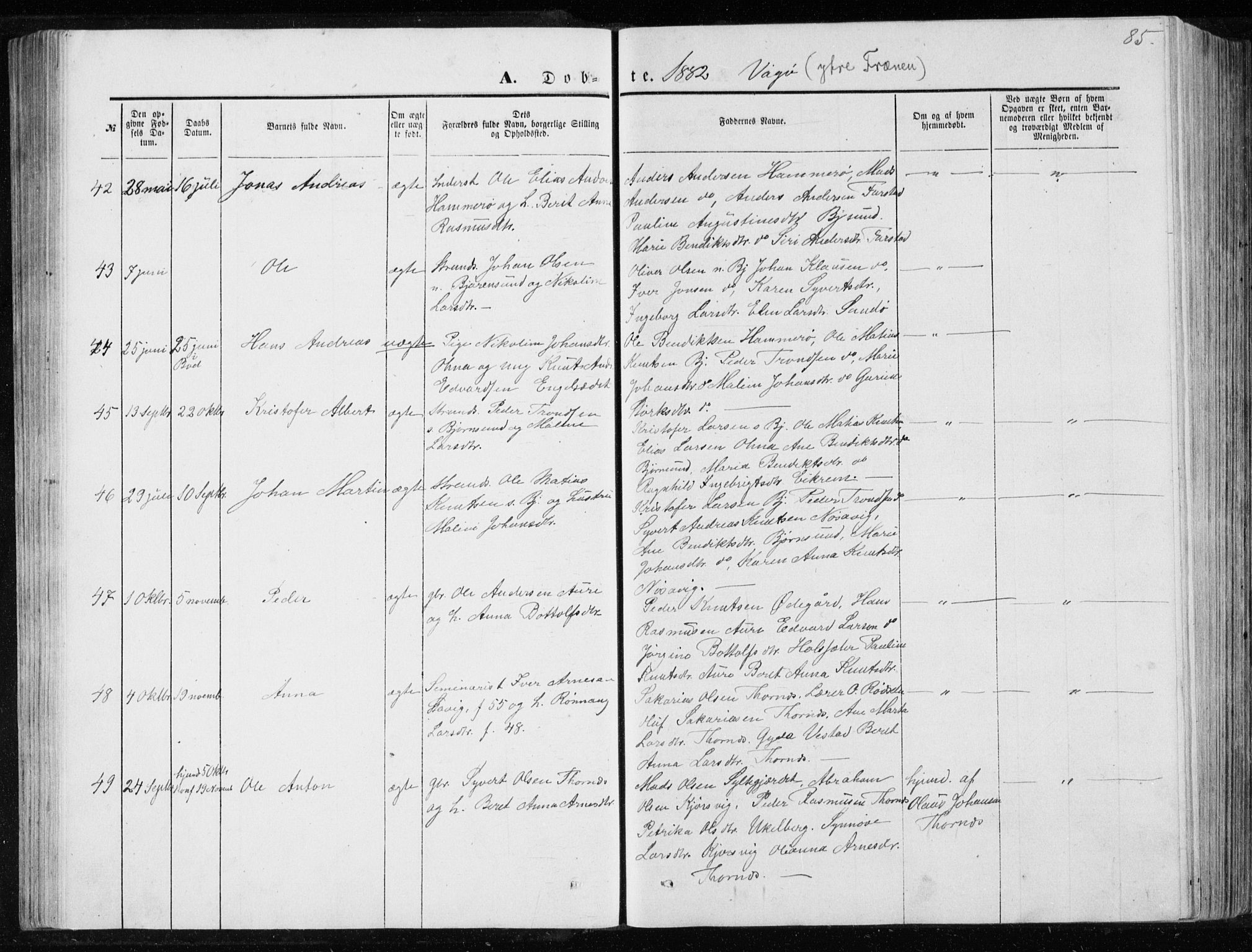 Ministerialprotokoller, klokkerbøker og fødselsregistre - Møre og Romsdal, AV/SAT-A-1454/565/L0754: Parish register (copy) no. 565C03, 1870-1896, p. 85