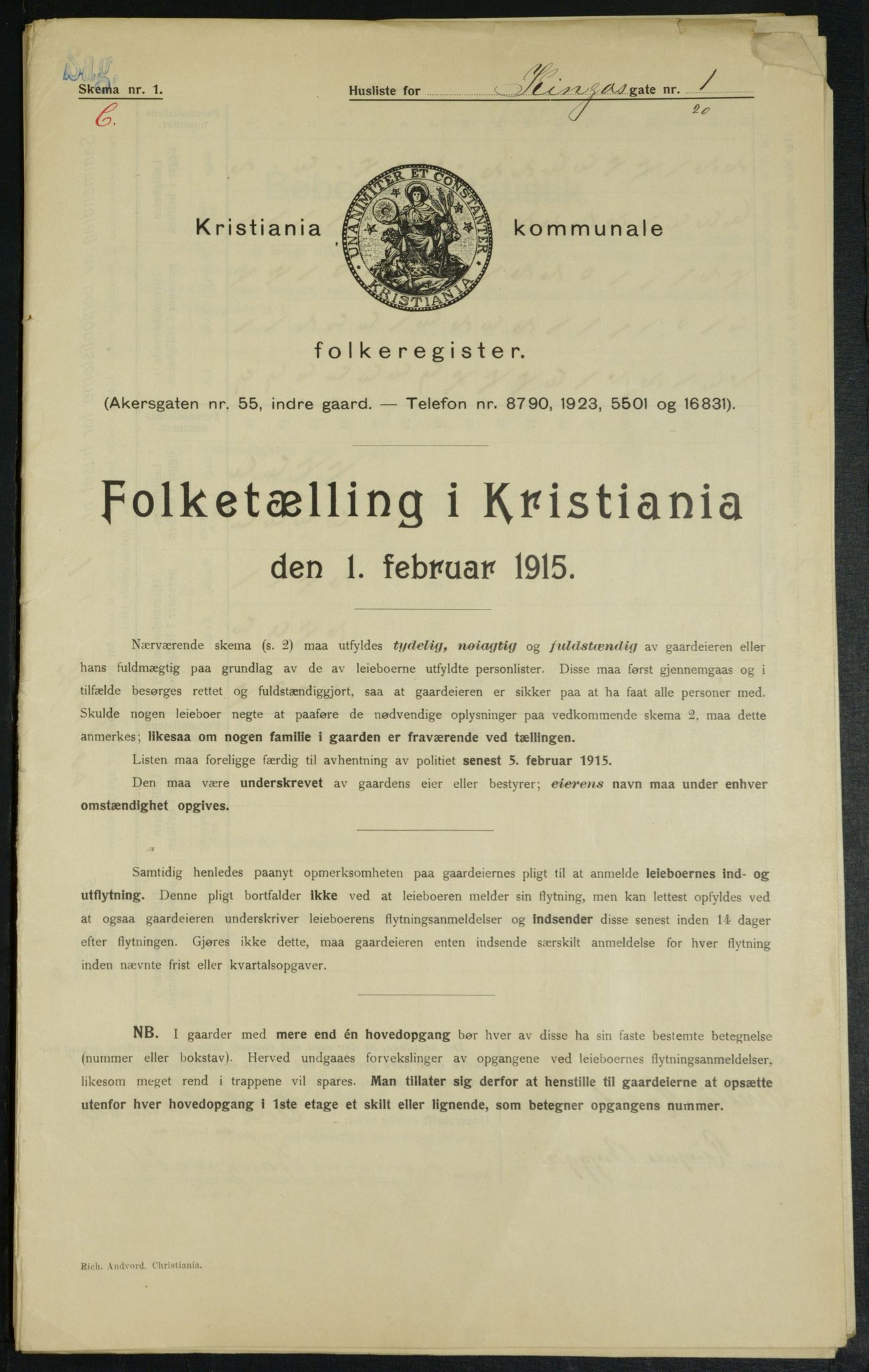 OBA, Municipal Census 1915 for Kristiania, 1915, p. 49075