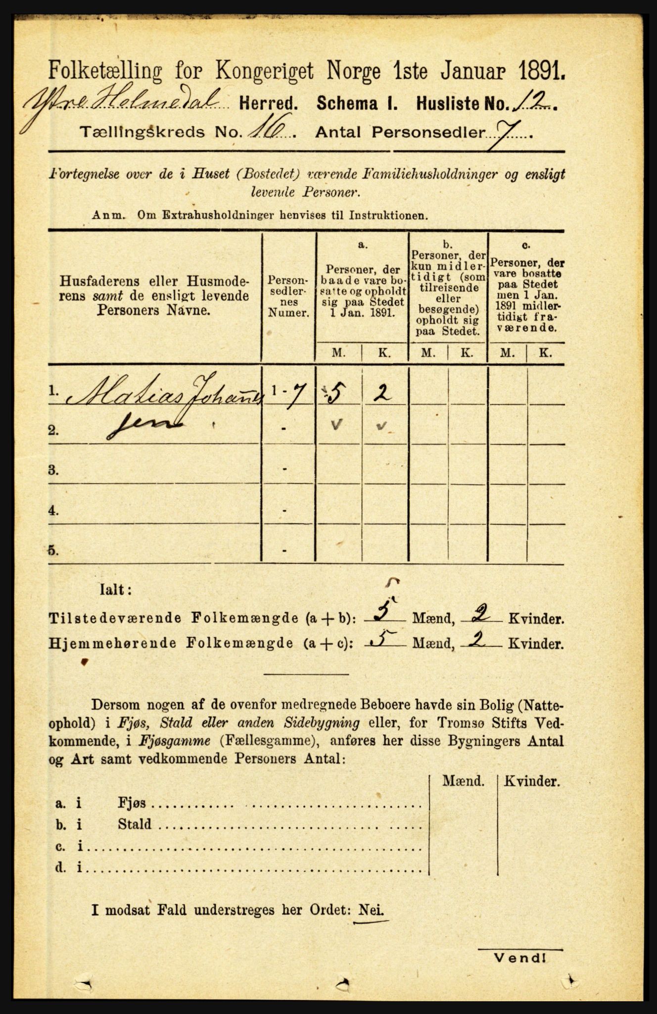 RA, 1891 census for 1429 Ytre Holmedal, 1891, p. 4208