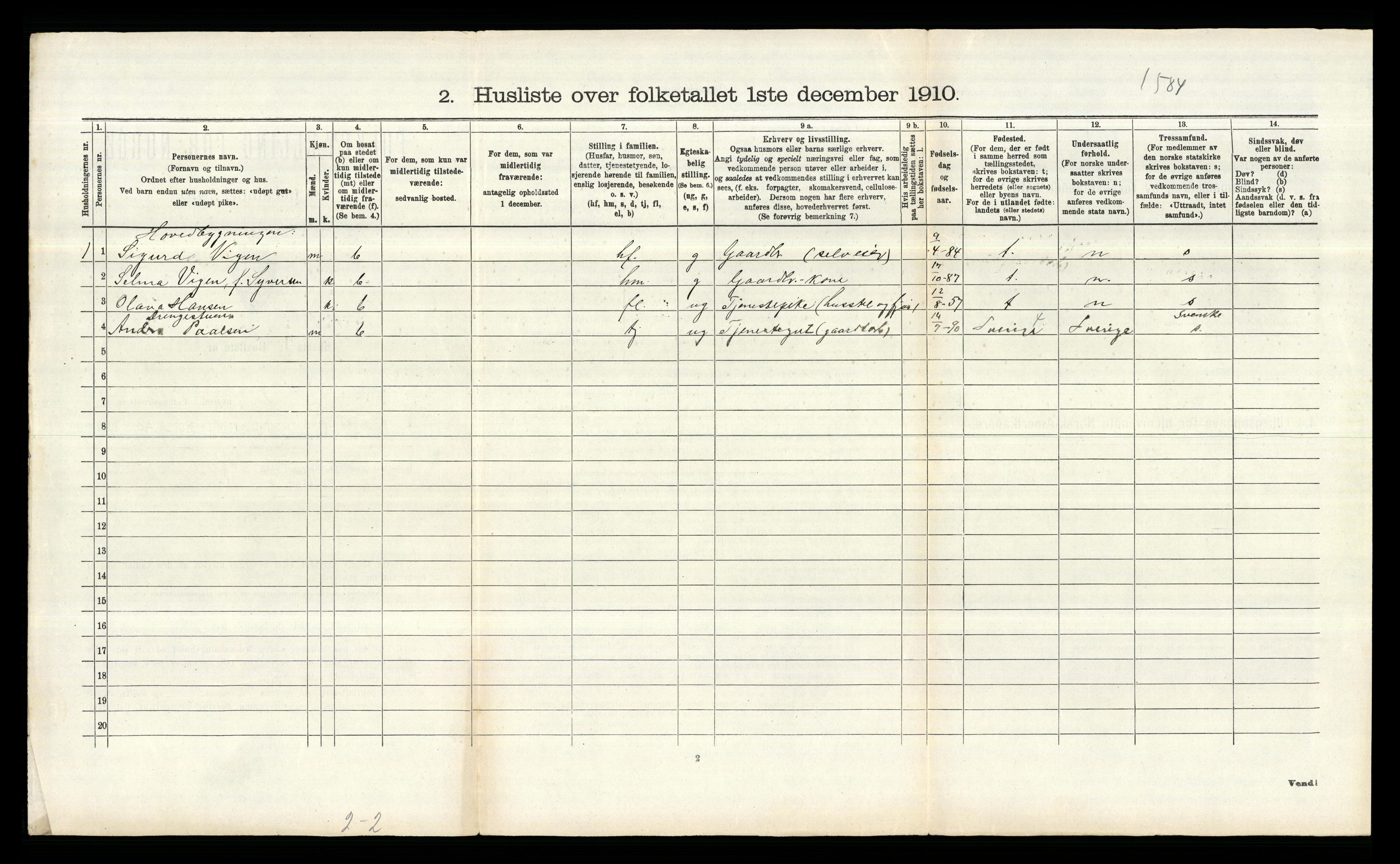 RA, 1910 census for Idd, 1910, p. 435