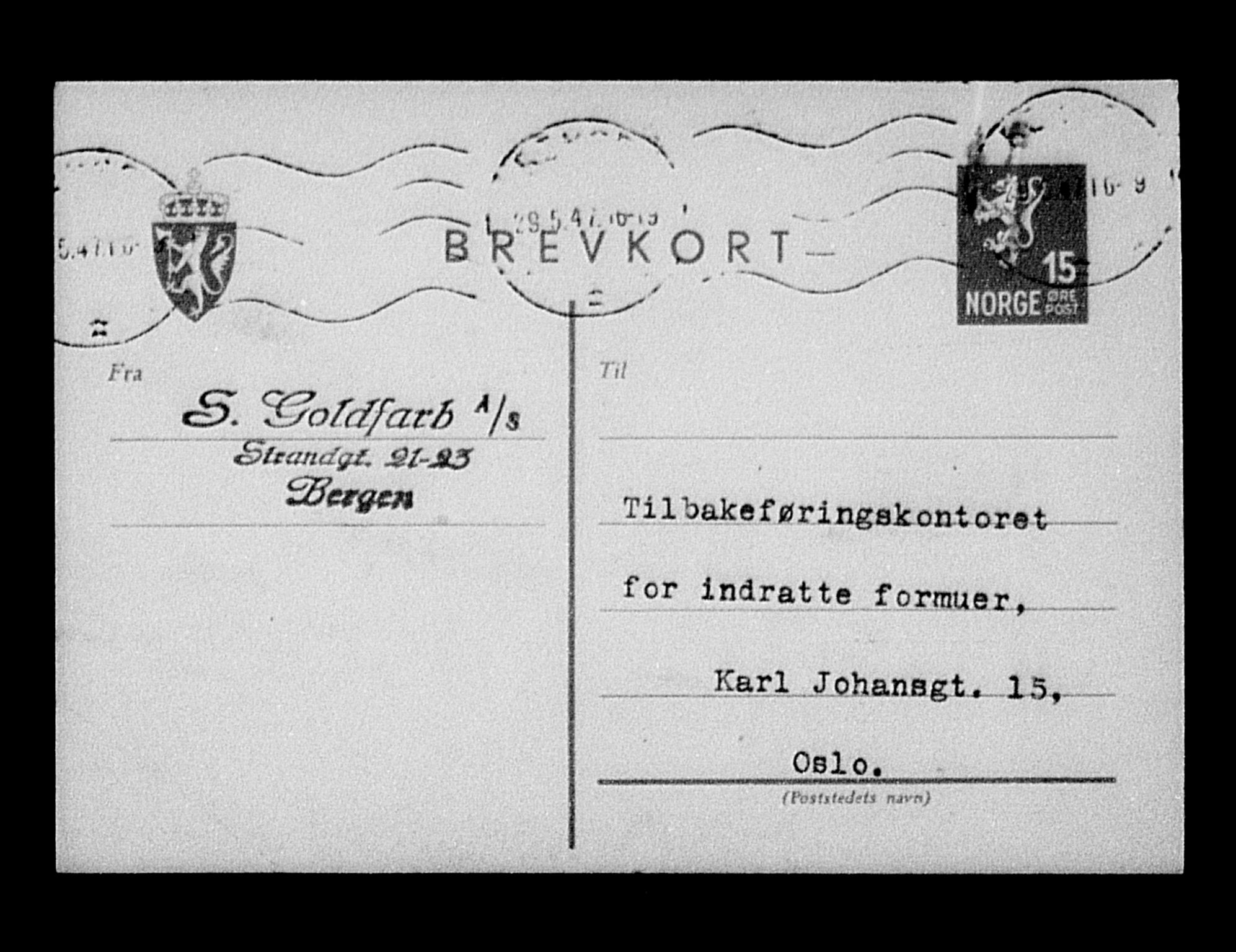 Justisdepartementet, Tilbakeføringskontoret for inndratte formuer, AV/RA-S-1564/H/Hc/Hcd/L0996: --, 1945-1947, p. 134