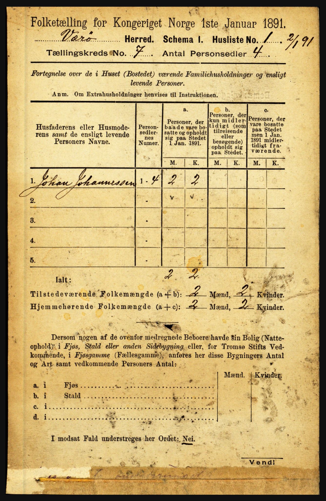 RA, 1891 census for 1857 Værøy, 1891, p. 703