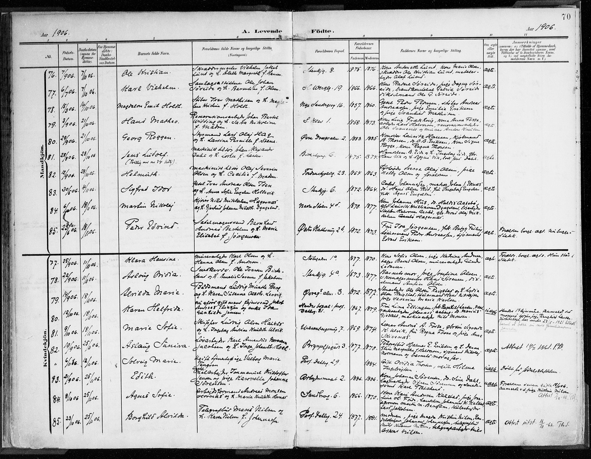 Mariakirken Sokneprestembete, AV/SAB-A-76901/H/Haa/L0010: Parish register (official) no. B 1, 1901-1915, p. 70