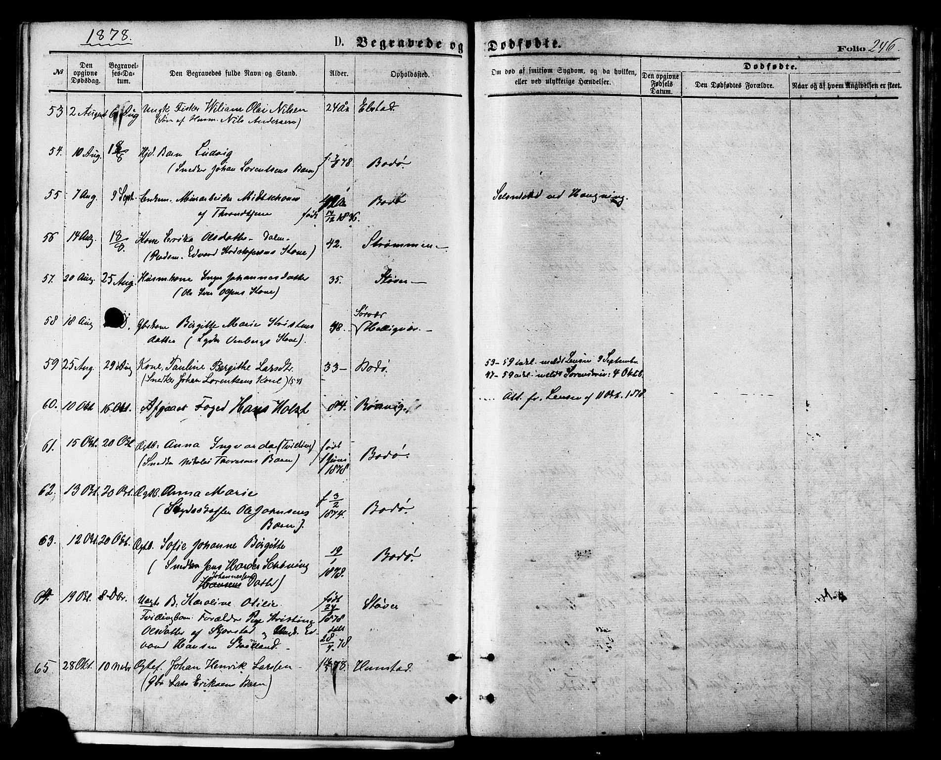 Ministerialprotokoller, klokkerbøker og fødselsregistre - Nordland, AV/SAT-A-1459/801/L0009: Parish register (official) no. 801A09, 1876-1883, p. 246