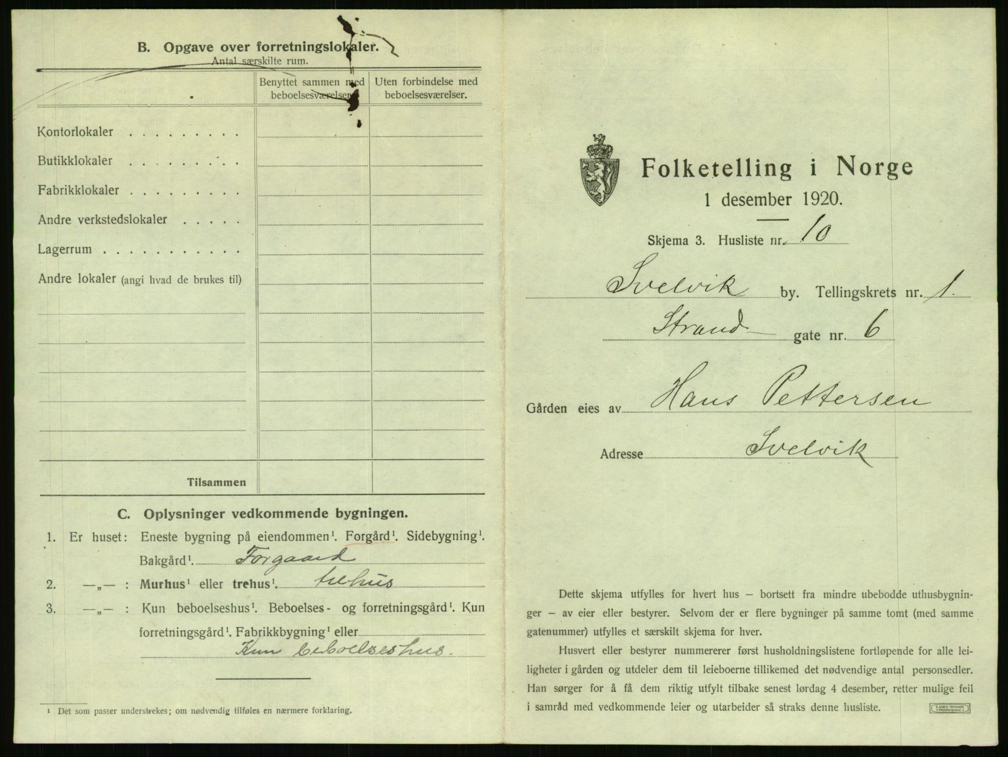 SAKO, 1920 census for Svelvik, 1920, p. 35