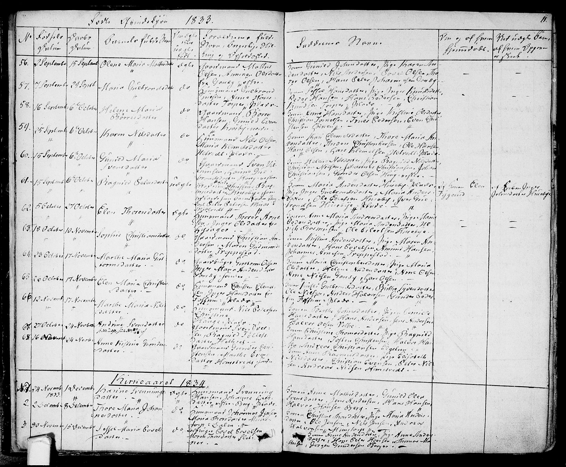 Eidsberg prestekontor Kirkebøker, SAO/A-10905/F/Fa/L0008: Parish register (official) no. I 8, 1832-1848, p. 11