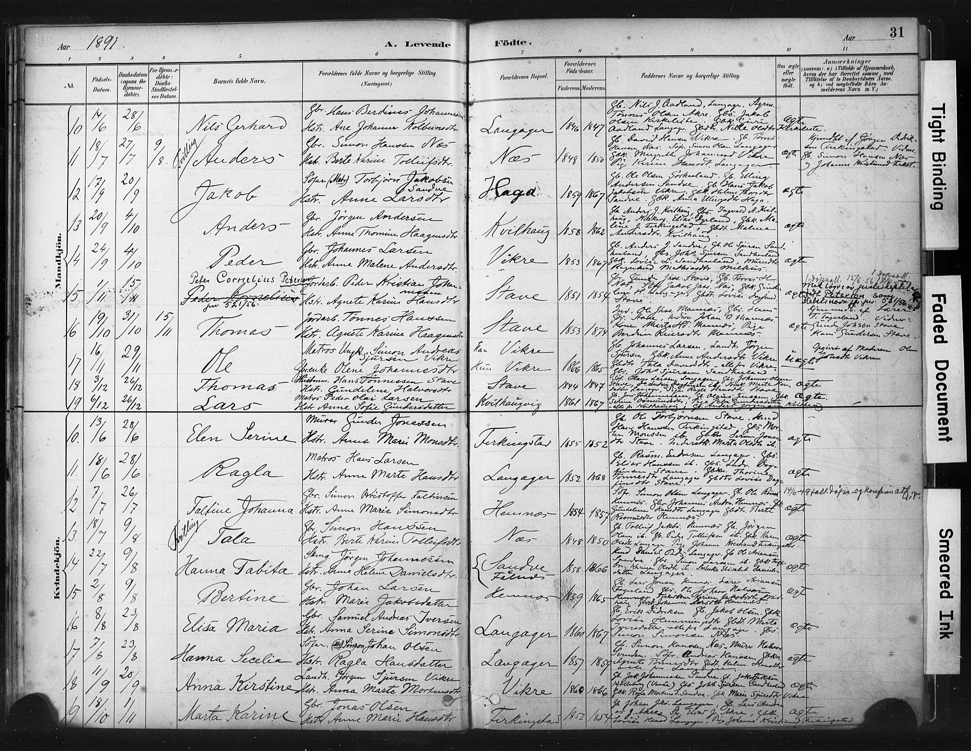 Skudenes sokneprestkontor, SAST/A -101849/H/Ha/Haa/L0010: Parish register (official) no. A 7, 1882-1912, p. 31