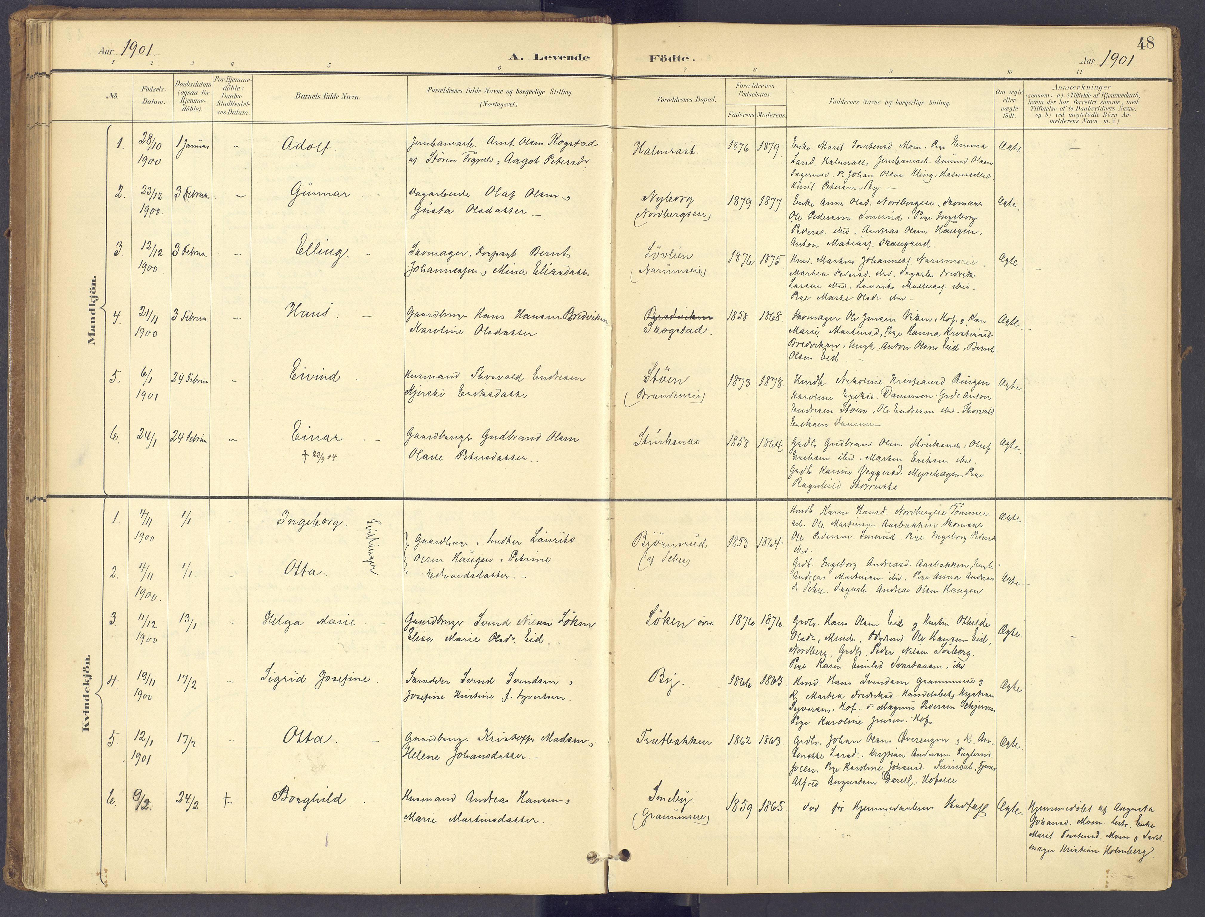 Søndre Land prestekontor, SAH/PREST-122/K/L0006: Parish register (official) no. 6, 1895-1904, p. 48