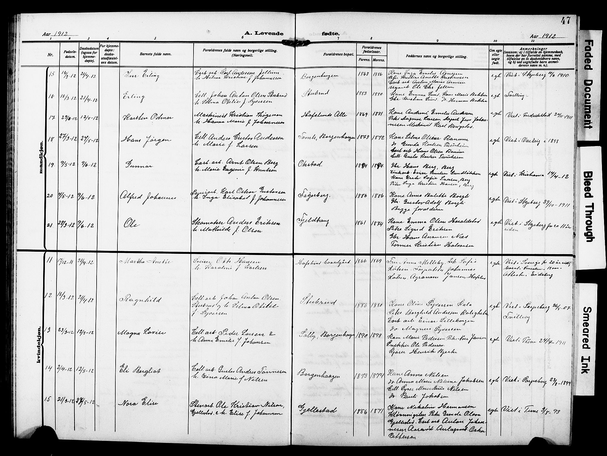 Skjeberg prestekontor Kirkebøker, AV/SAO-A-10923/G/Gd/L0001: Parish register (copy) no. IV 1, 1907-1917, p. 47