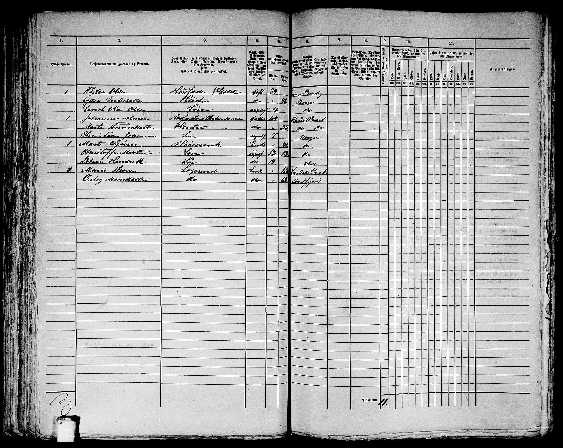 RA, 1865 census for Bergen, 1865, p. 4179