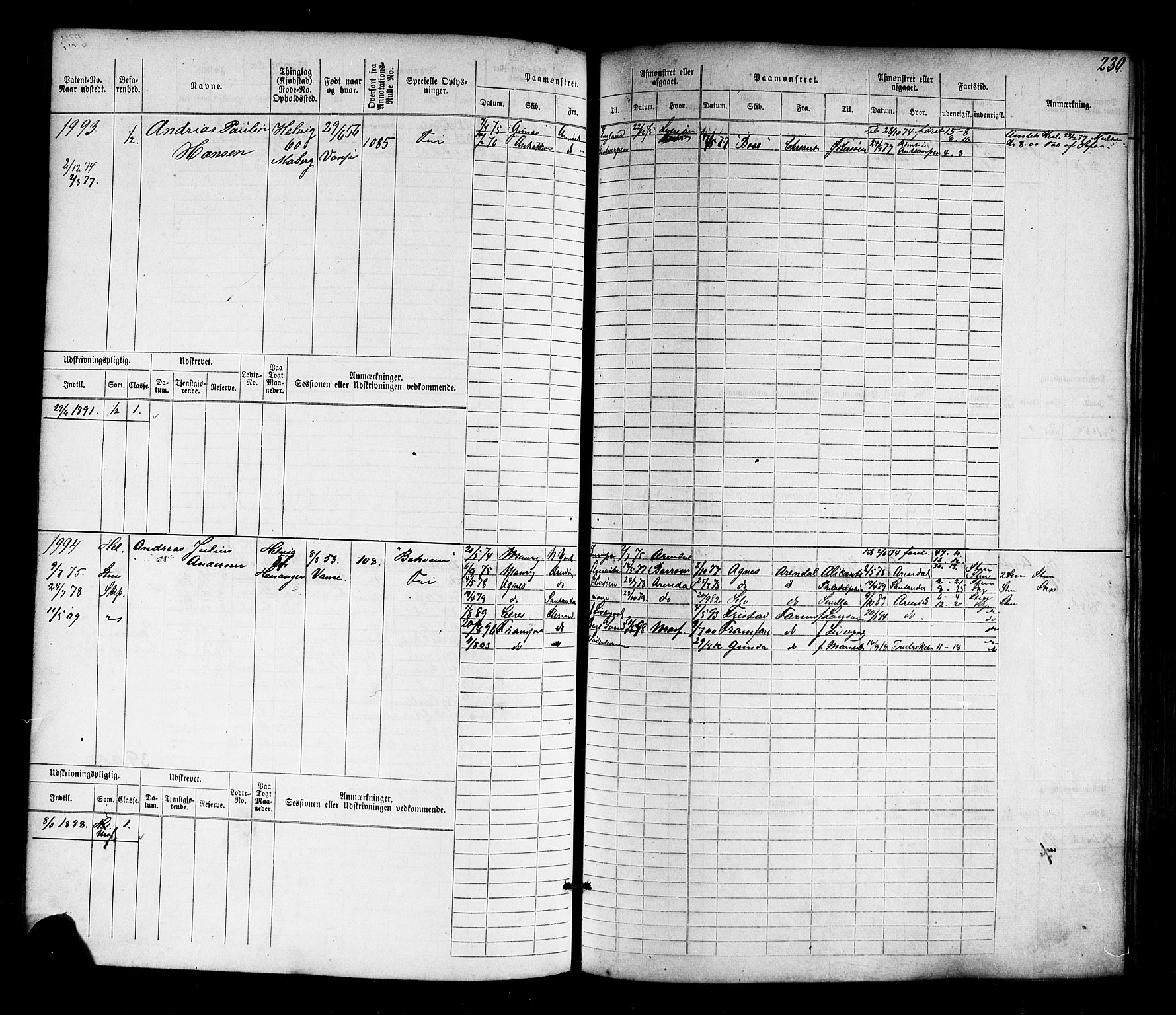 Farsund mønstringskrets, SAK/2031-0017/F/Fb/L0017: Hovedrulle nr 1537-2300, Z-9, 1868-1904, p. 242