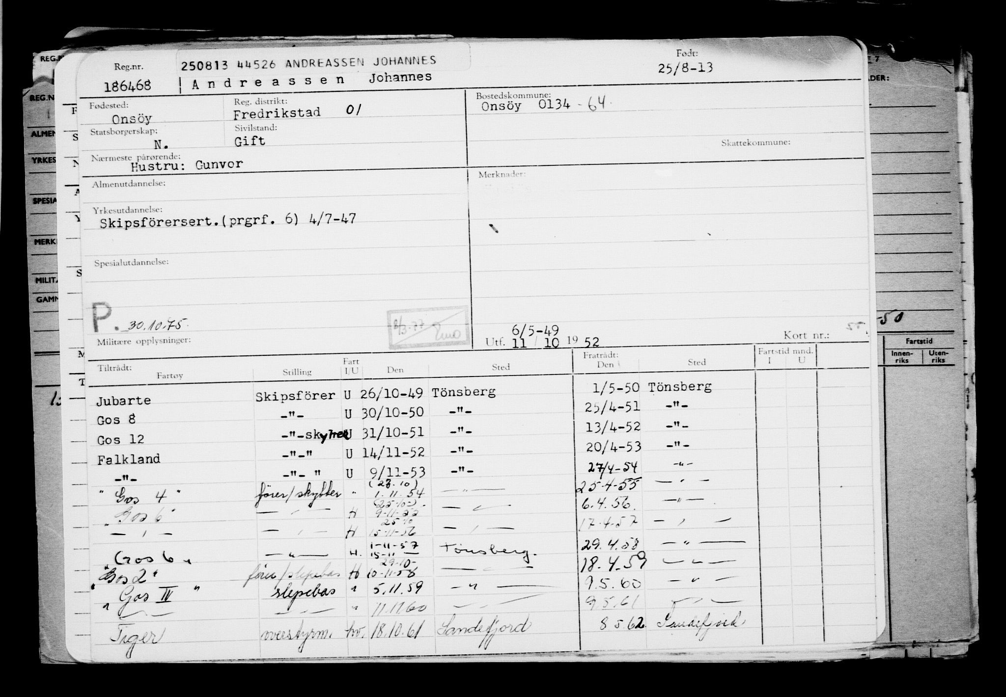 Direktoratet for sjømenn, RA/S-3545/G/Gb/L0114: Hovedkort, 1913, p. 875