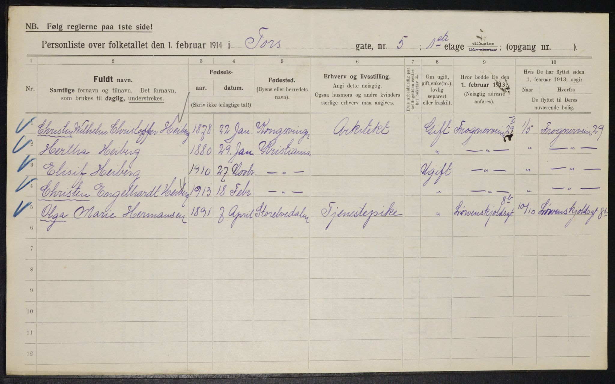 OBA, Municipal Census 1914 for Kristiania, 1914, p. 115246