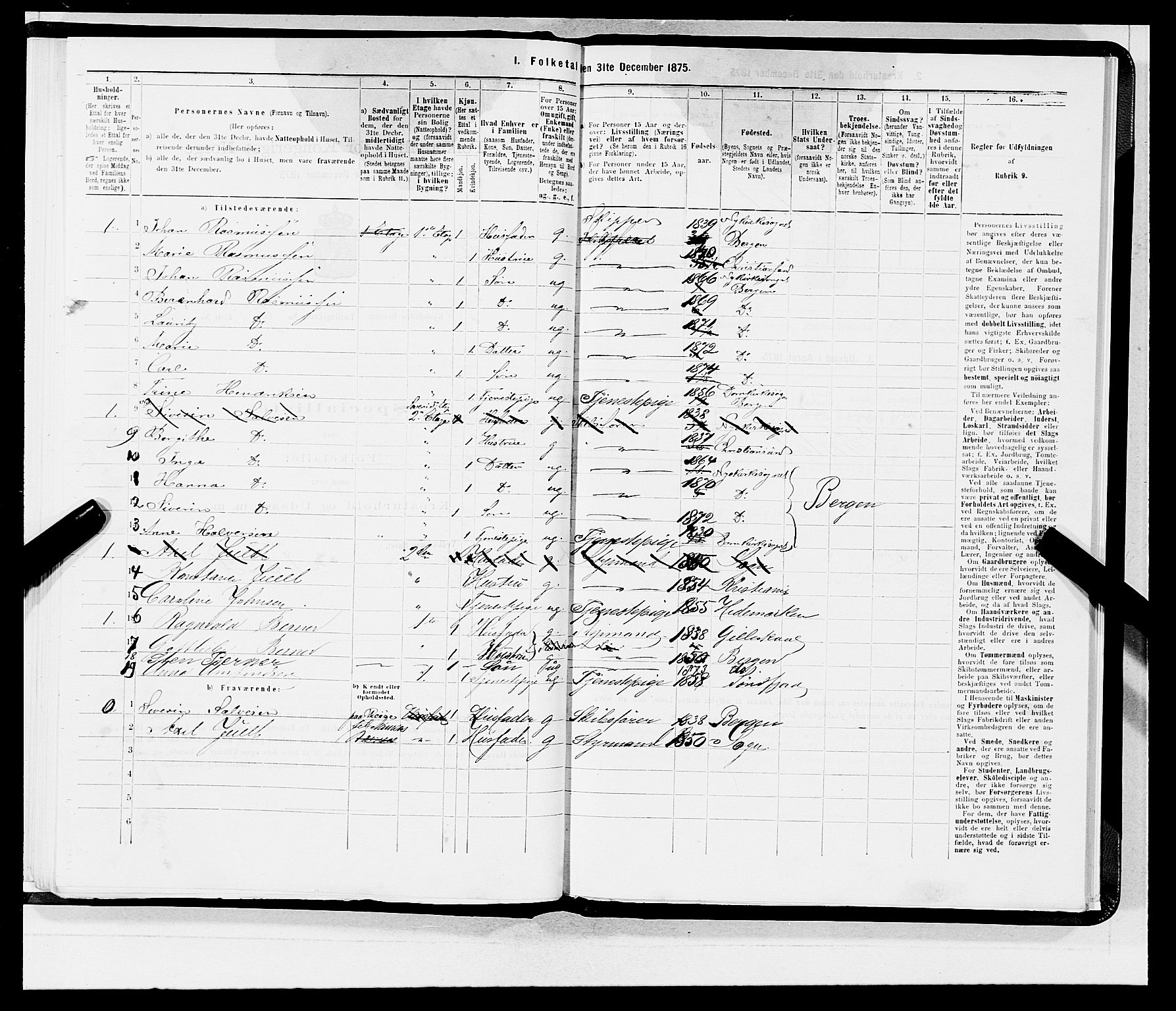 SAB, 1875 census for 1301 Bergen, 1875, p. 457