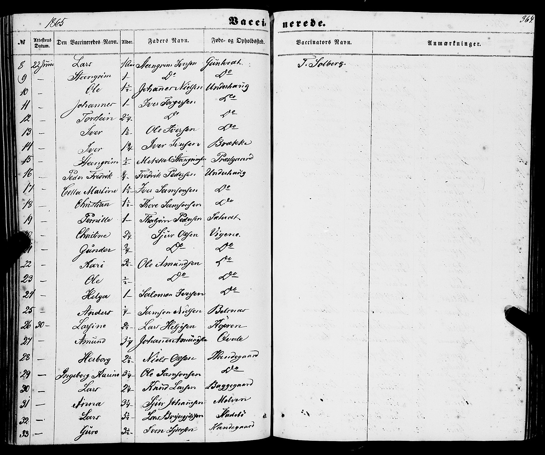 Strandebarm sokneprestembete, AV/SAB-A-78401/H/Haa: Parish register (official) no. A 8, 1858-1872, p. 364