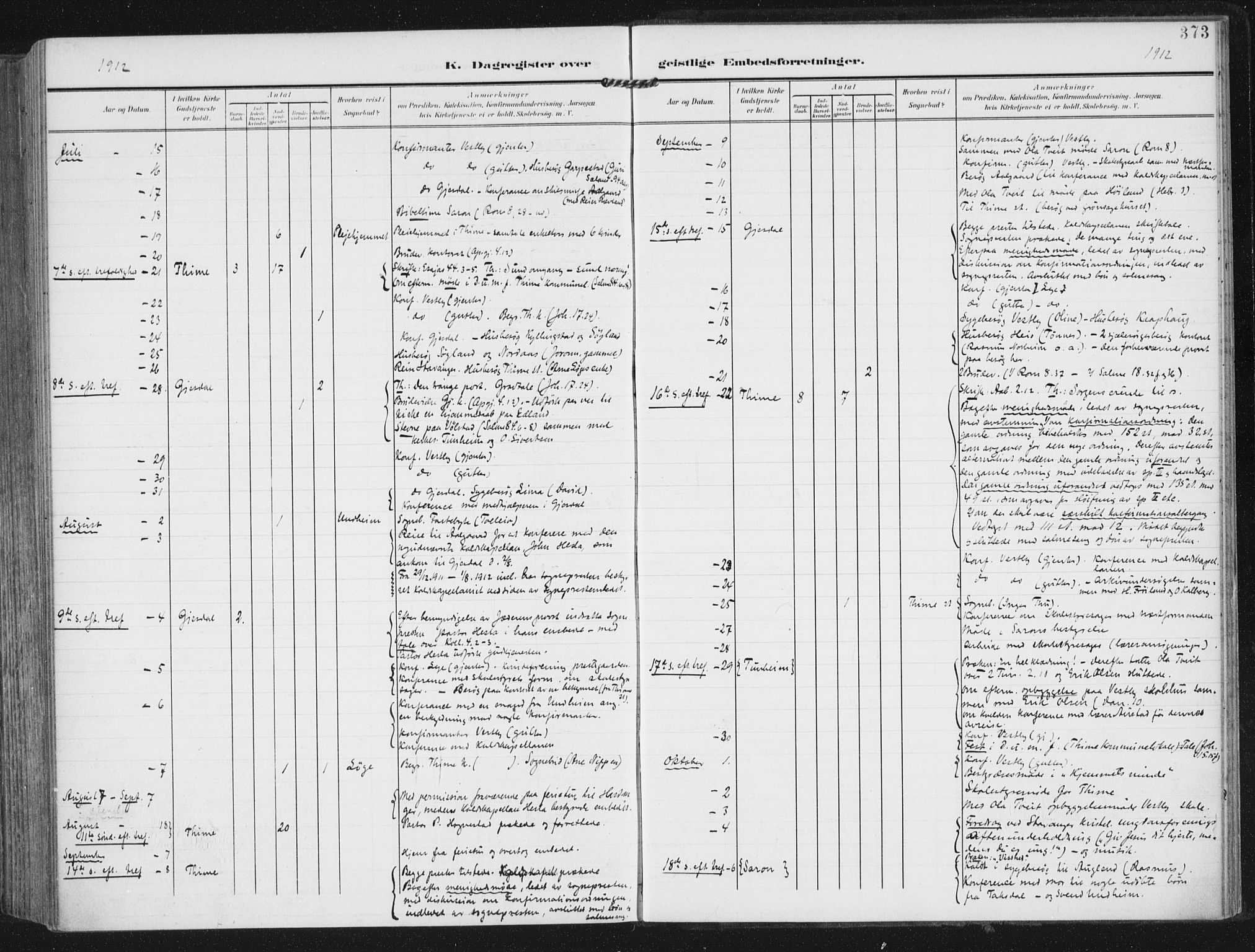 Lye sokneprestkontor, AV/SAST-A-101794/002/A/L0001: Parish register (official) no. A 12, 1904-1920, p. 373