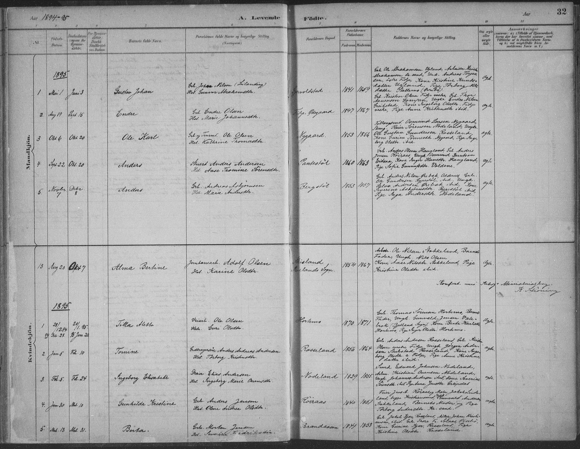 Søgne sokneprestkontor, SAK/1111-0037/F/Fa/Faa/L0003: Parish register (official) no. A 3, 1883-1910, p. 32