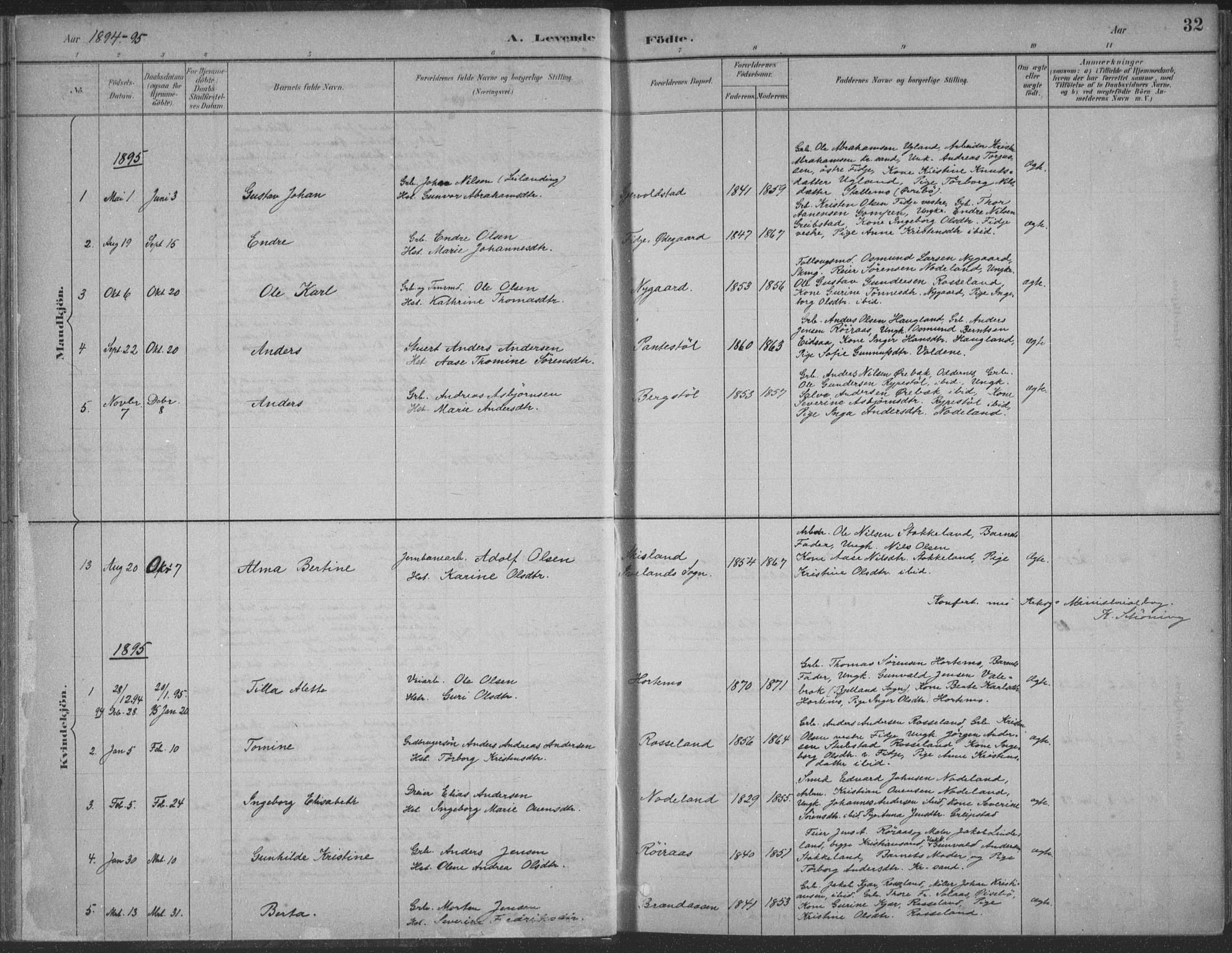 Søgne sokneprestkontor, AV/SAK-1111-0037/F/Fa/Faa/L0003: Parish register (official) no. A 3, 1883-1910, p. 32