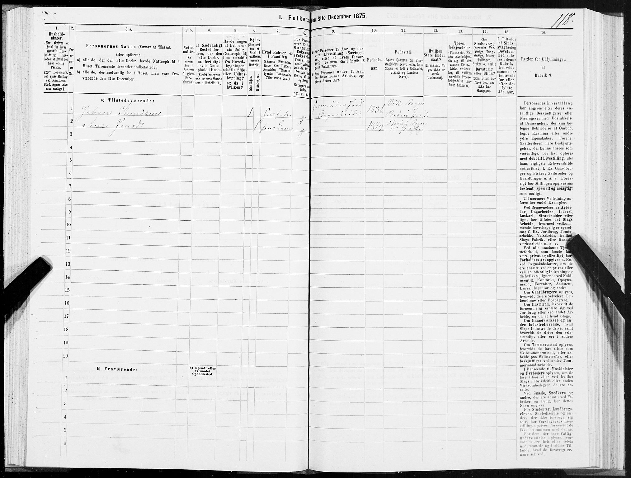 SAT, 1875 census for 1814P Brønnøy, 1875, p. 2118