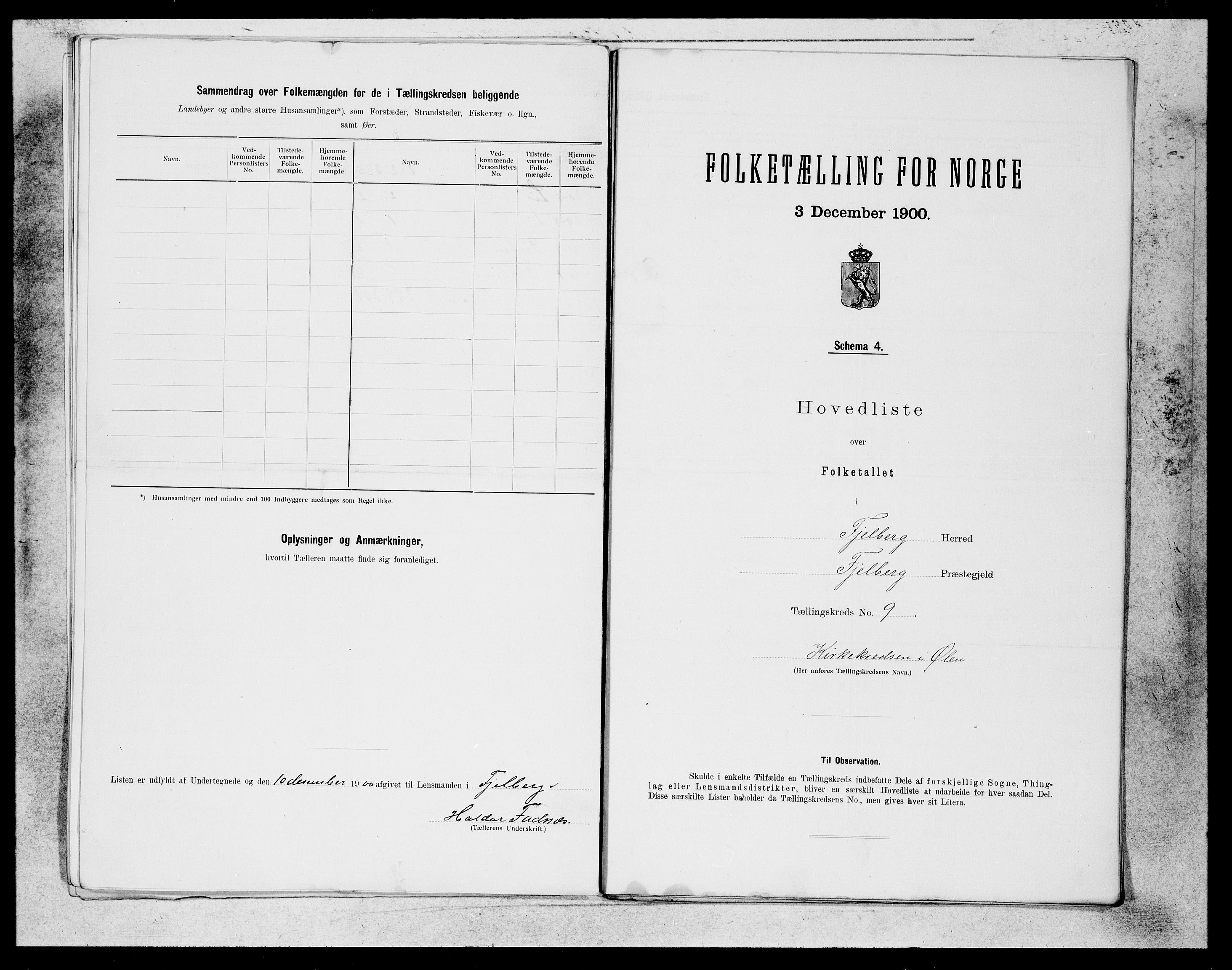 SAB, 1900 census for Fjelberg, 1900, p. 19