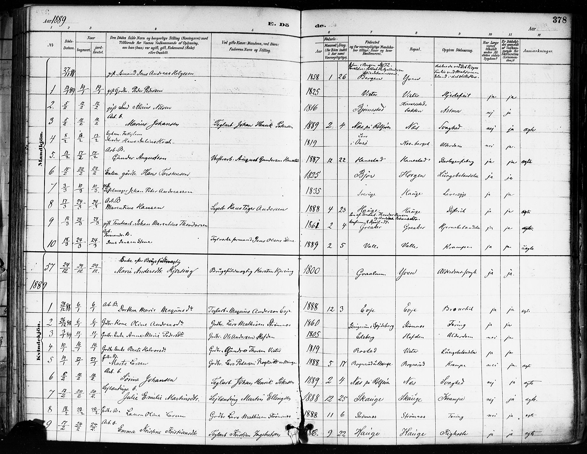 Tune prestekontor Kirkebøker, SAO/A-2007/F/Fa/L0018: Parish register (official) no. 18, 1887-1898, p. 378
