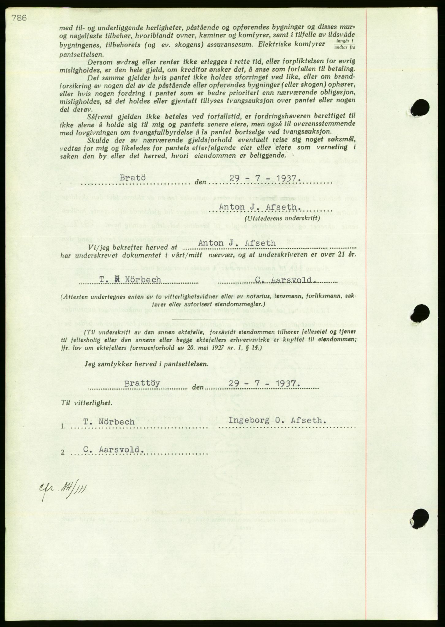 Nordmøre sorenskriveri, AV/SAT-A-4132/1/2/2Ca/L0091: Mortgage book no. B81, 1937-1937, Diary no: : 1969/1937