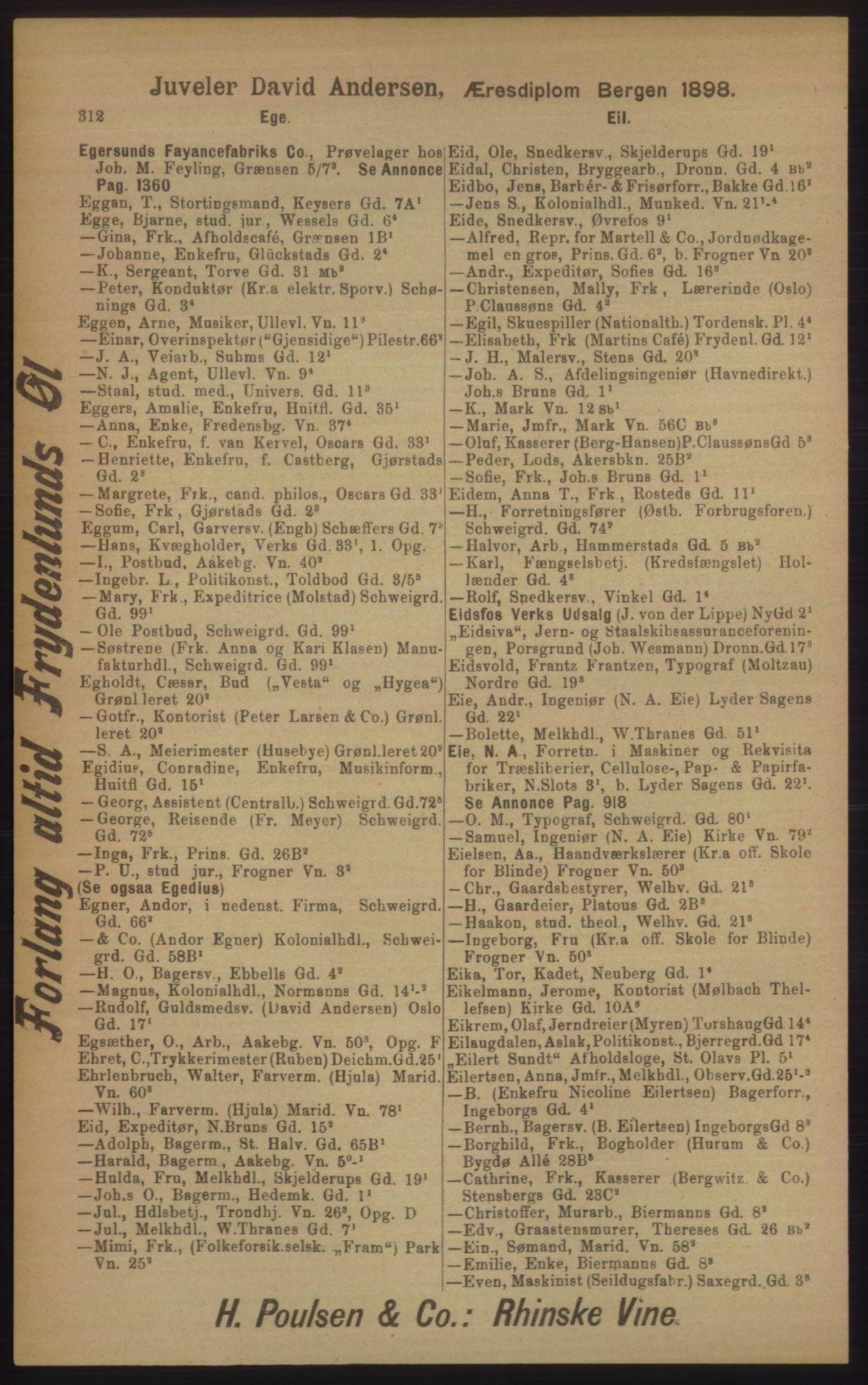 Kristiania/Oslo adressebok, PUBL/-, 1906, p. 312