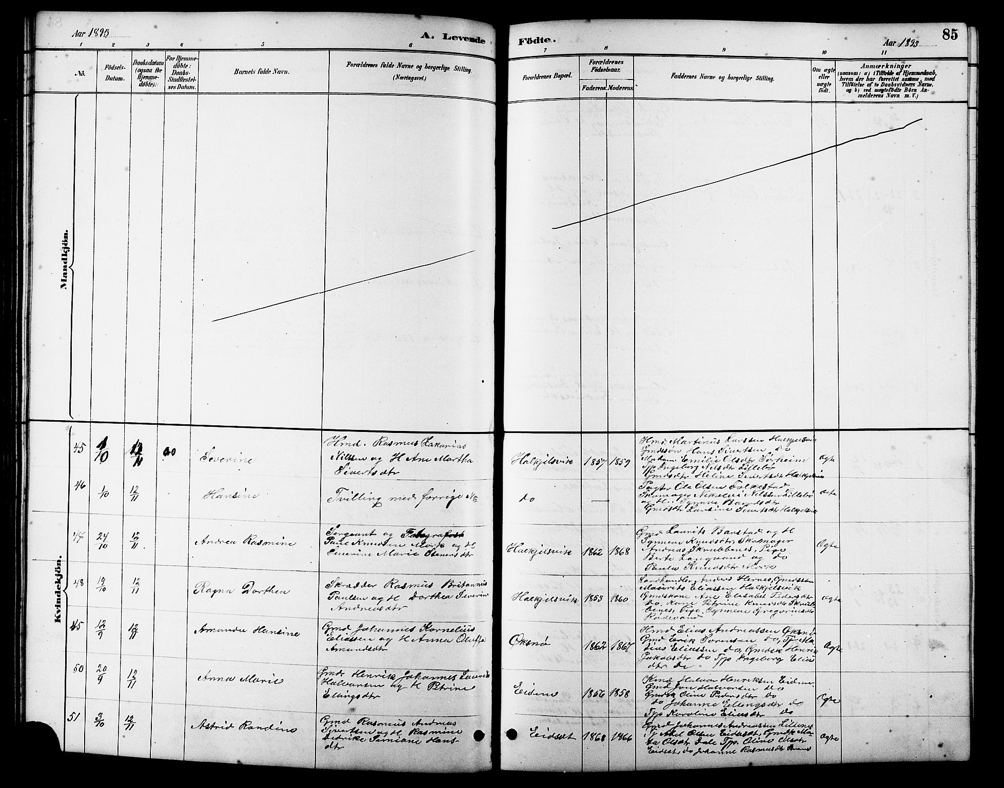 Ministerialprotokoller, klokkerbøker og fødselsregistre - Møre og Romsdal, AV/SAT-A-1454/511/L0158: Parish register (copy) no. 511C04, 1884-1903, p. 85