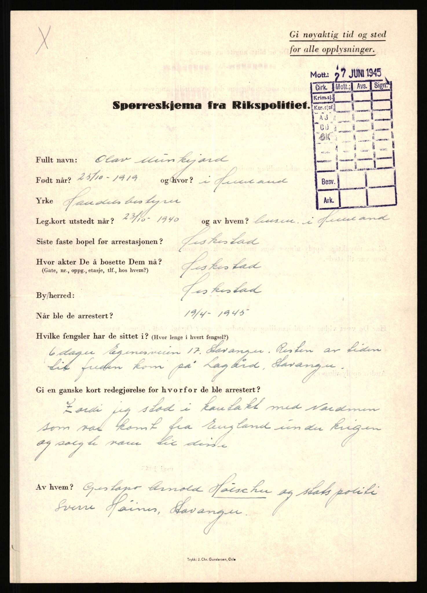 Rikspolitisjefen, AV/RA-S-1560/L/L0012: Mogensen, Øivind - Noraas, Lars, 1940-1945, p. 161