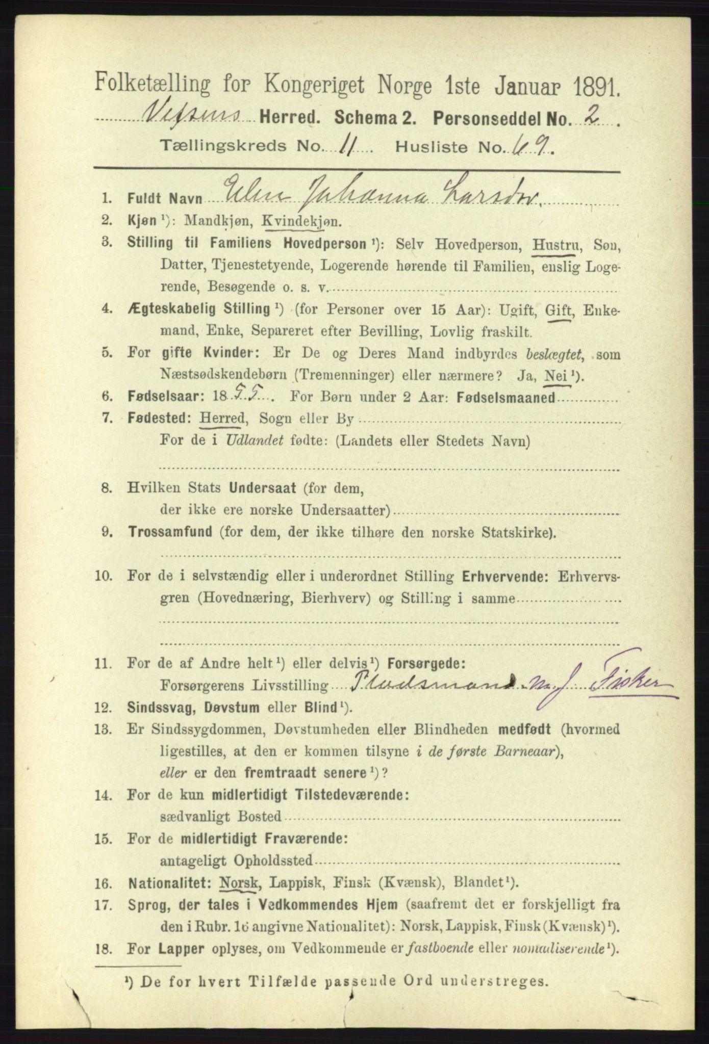 RA, 1891 census for 1824 Vefsn, 1891, p. 6050