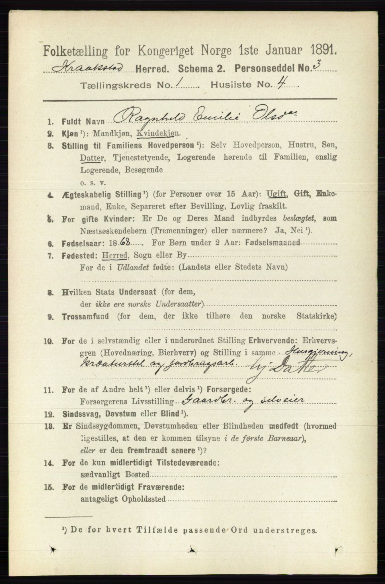 RA, 1891 census for 0212 Kråkstad, 1891, p. 136