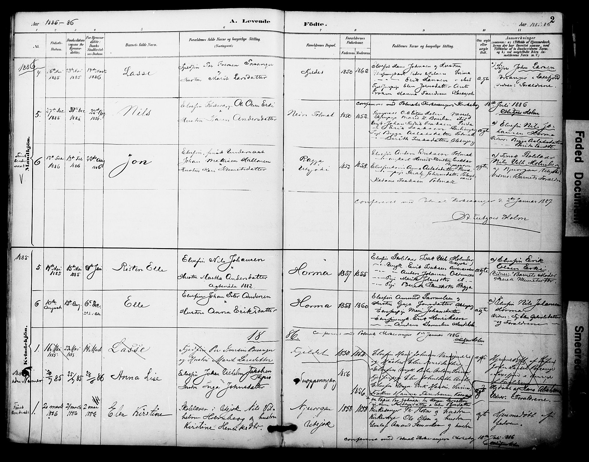 Nesseby sokneprestkontor, SATØ/S-1330/H/Ha/L0005kirke: Parish register (official) no. 5, 1885-1906, p. 2