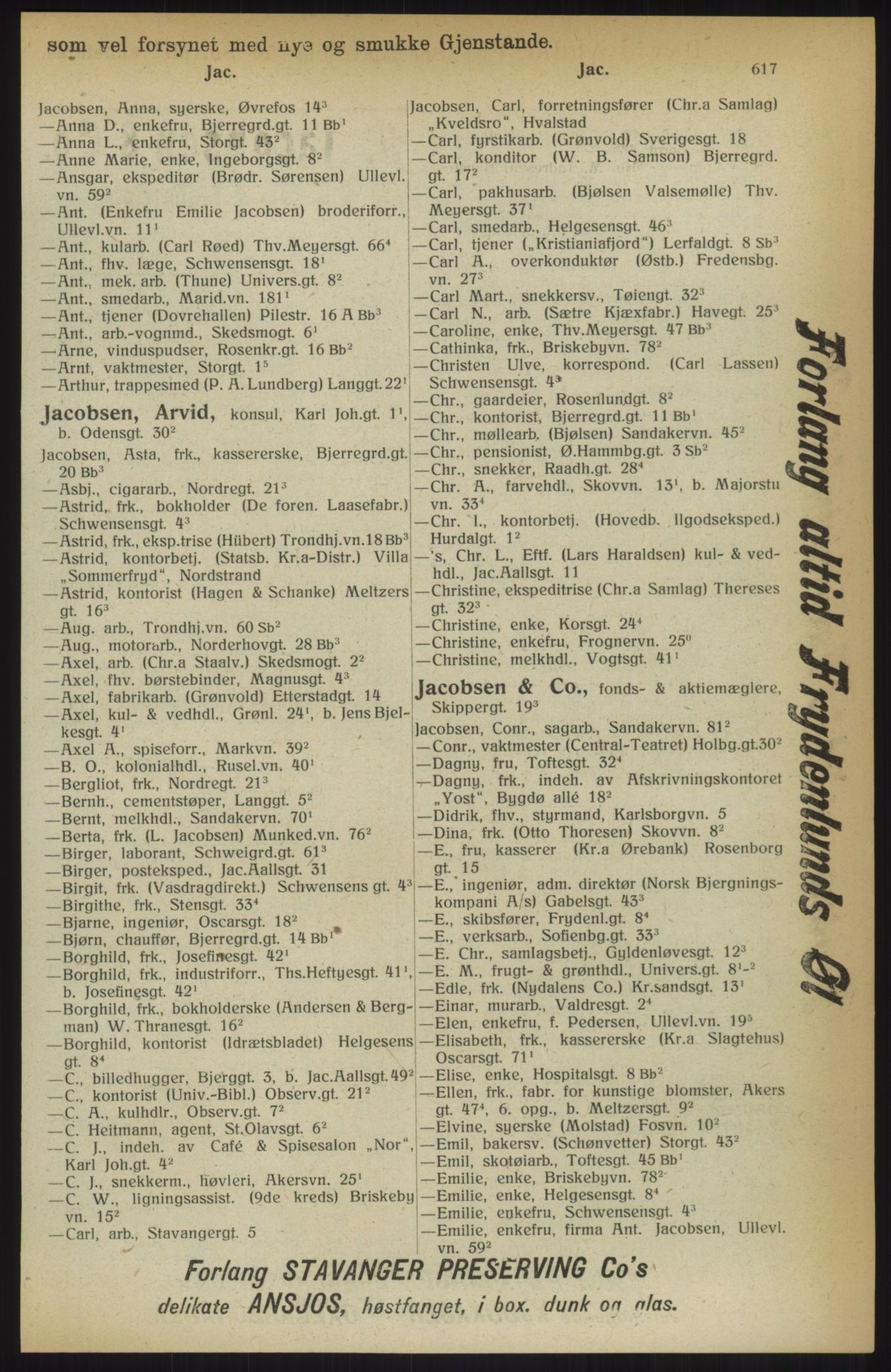 Kristiania/Oslo adressebok, PUBL/-, 1914, p. 617