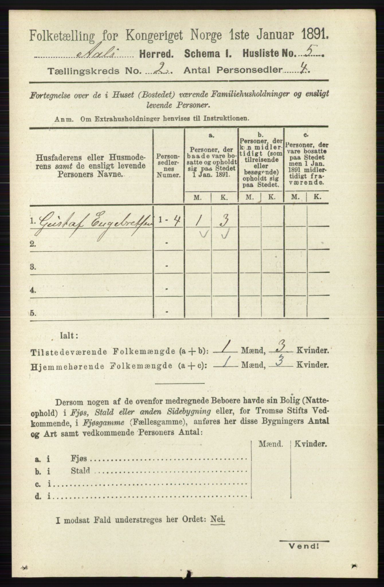 RA, 1891 census for 0619 Ål, 1891, p. 336